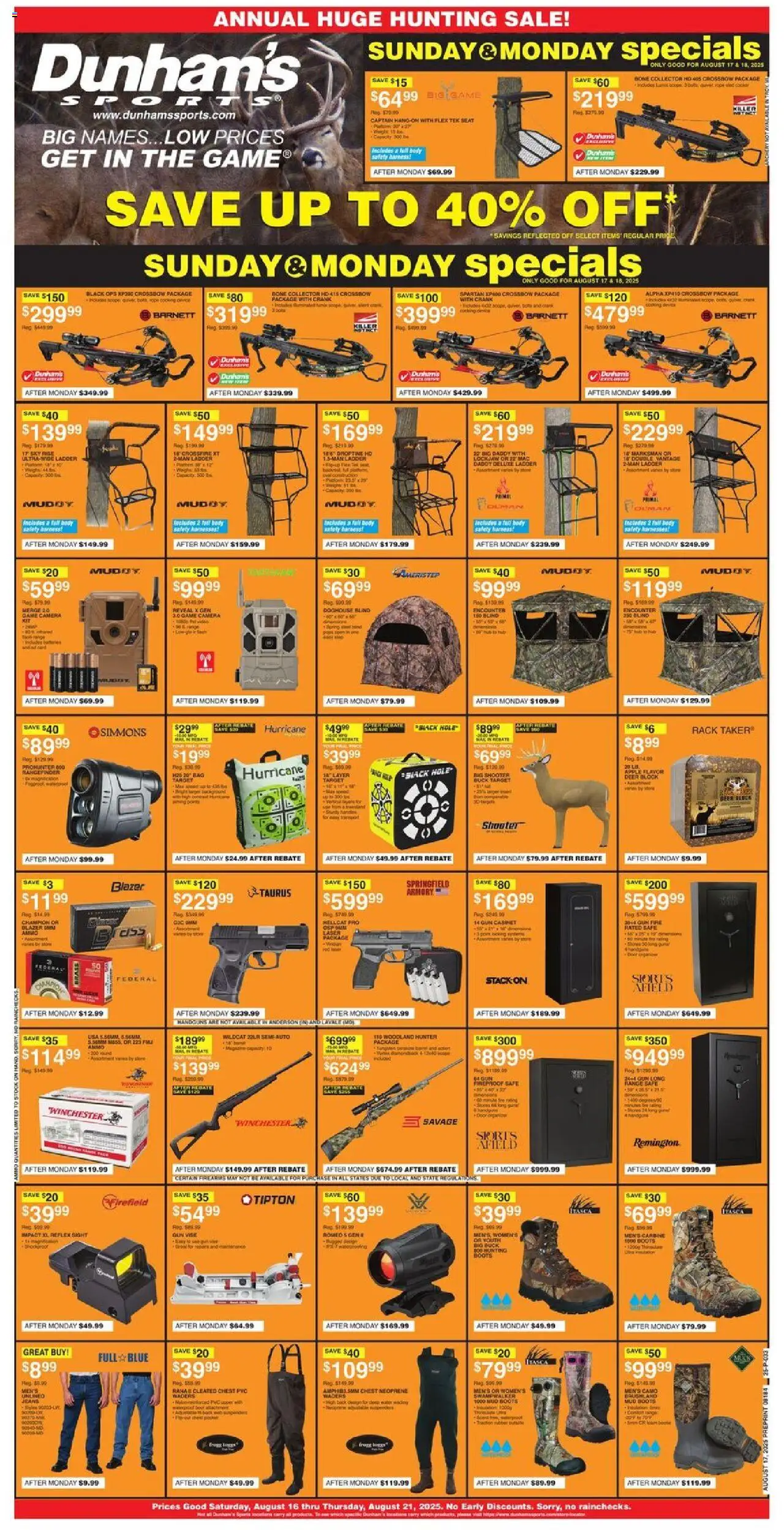 Dunham's Sports Weekly Ad - page 1- valid from 08/15/2025