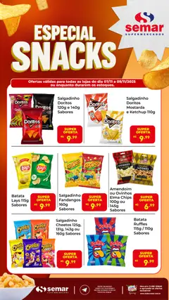 Pré-visualização Semar Supermercado - Ofertas Especial Snacks válida a partir de 07/11/2025