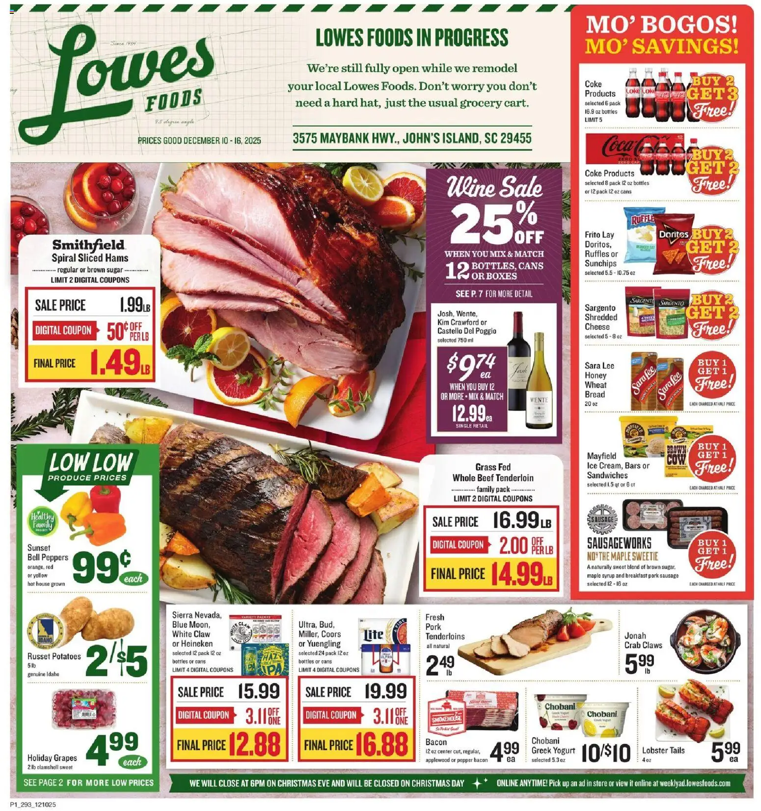 Lowes Foods Weekly Ad - SC - page 1- valid from 12/10/2025