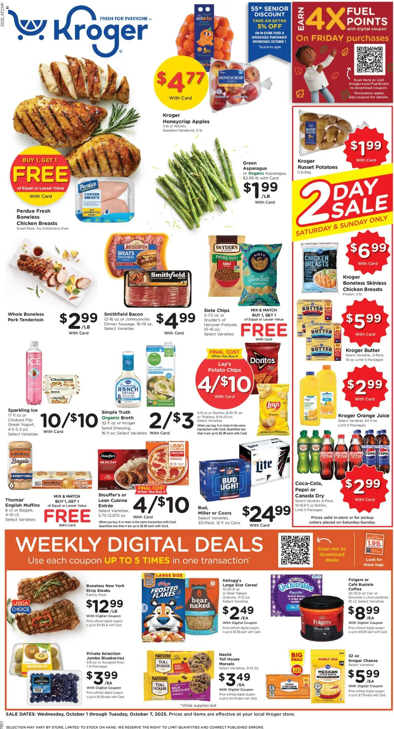 Kroger Weekly Ad - page 1- valid from 10/01/2025