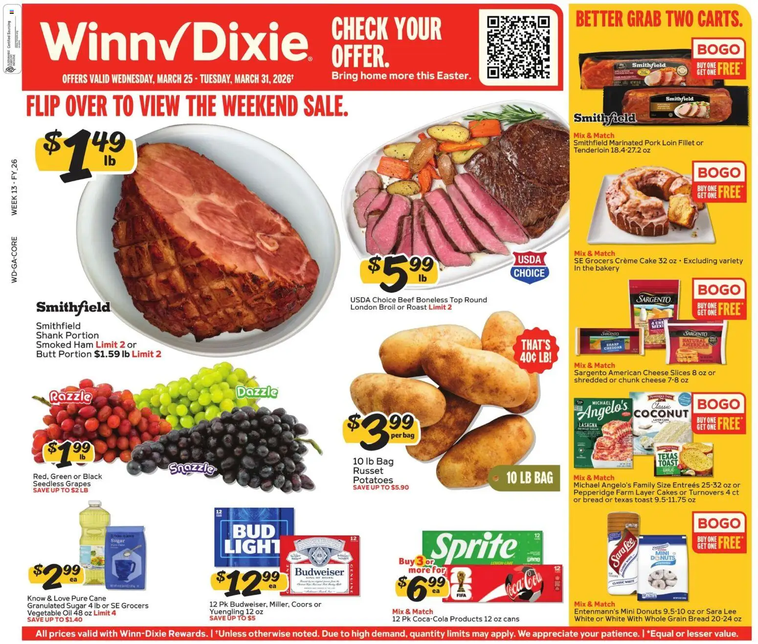 Winn Dixie Weekly Ad - page 1- valid from 03/25/2026