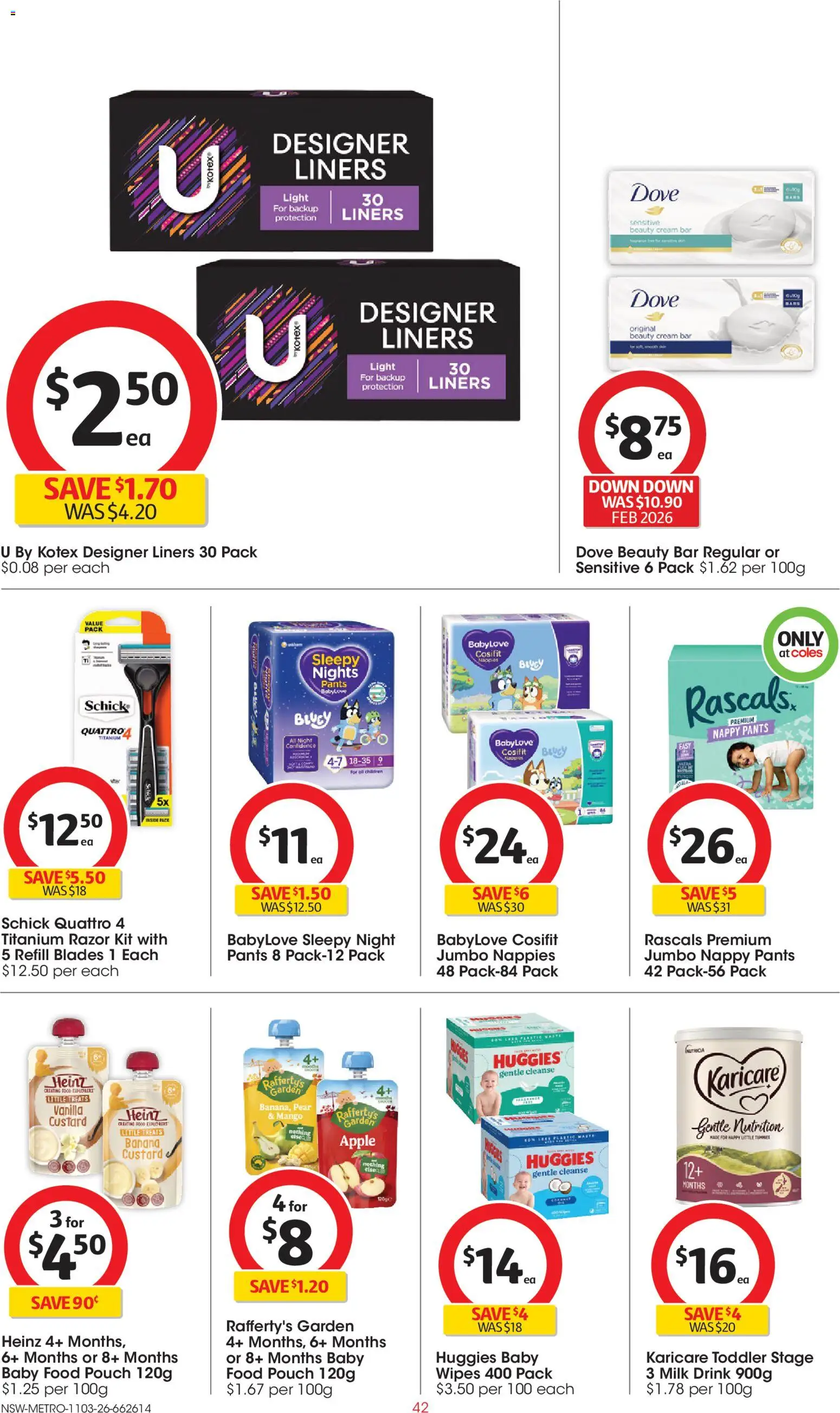 Coles catalogue  - page 42- valid from 11/03/2026