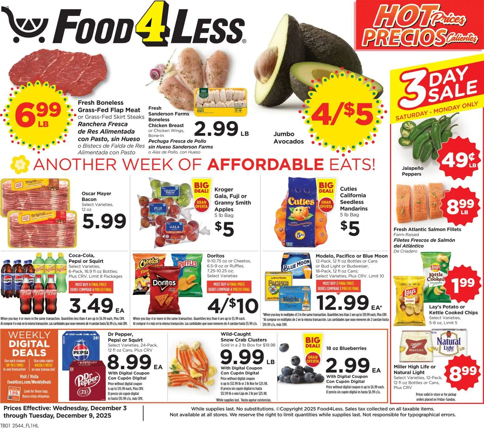 Food 4 Less Weekly Ad - page 1- valid from 12/03/2025