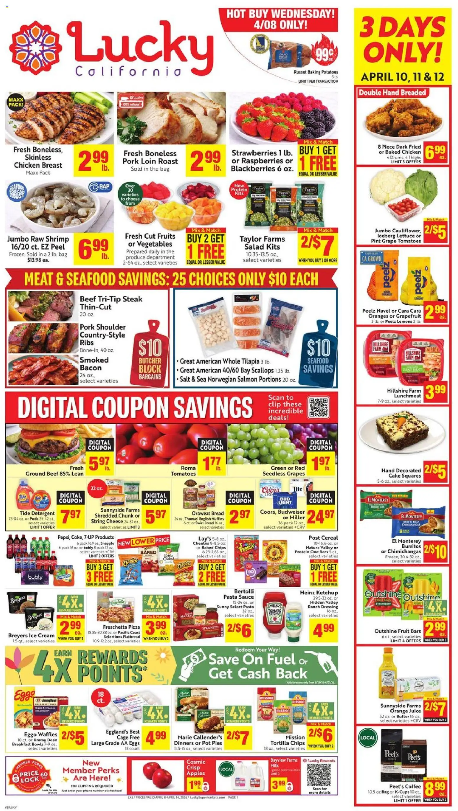 Lucky Supermarkets Weekly Ad - page 1- valid from 04/08/2026