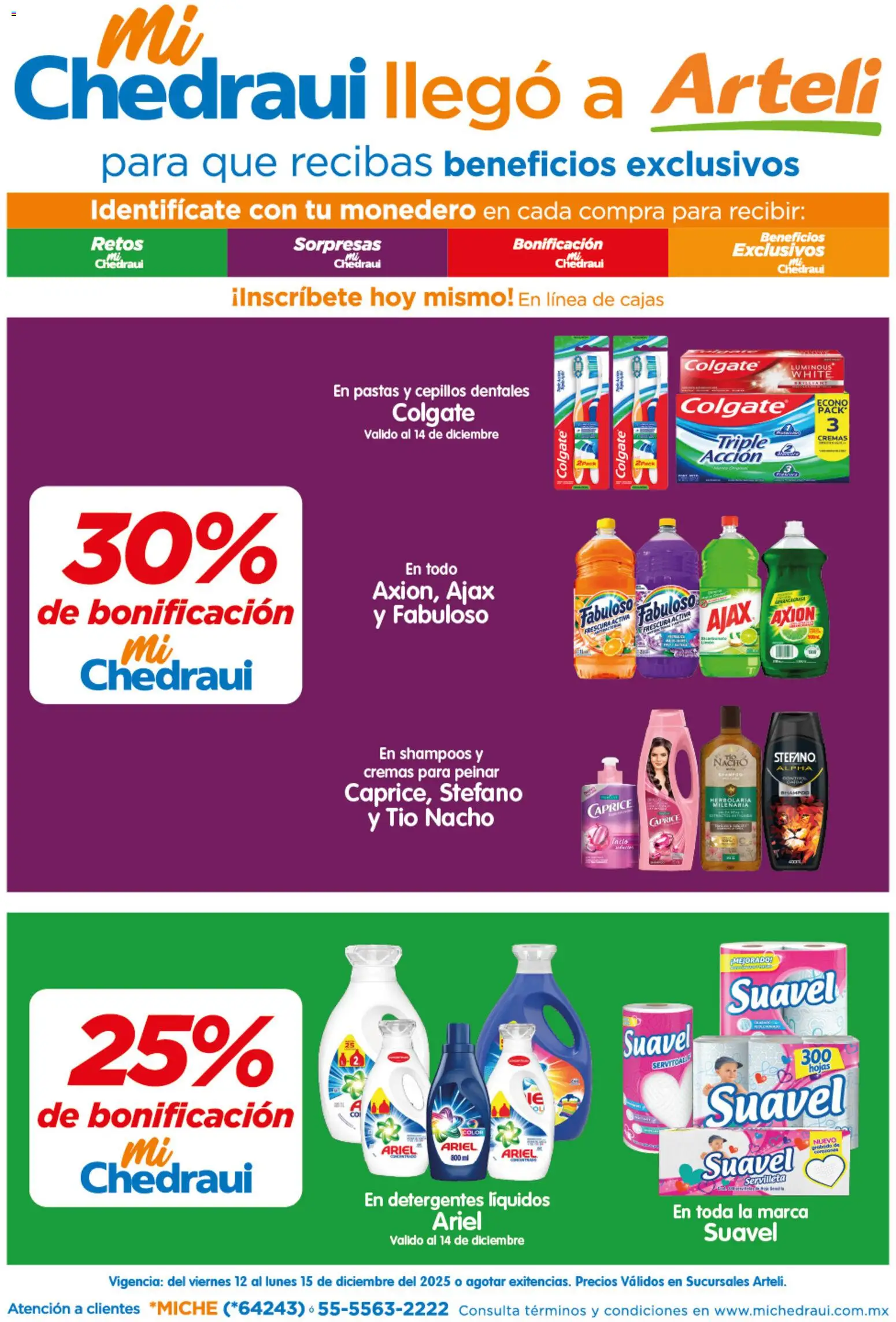 Arteli folleto MiChedraui - página 1- válido desde 12/12/2025