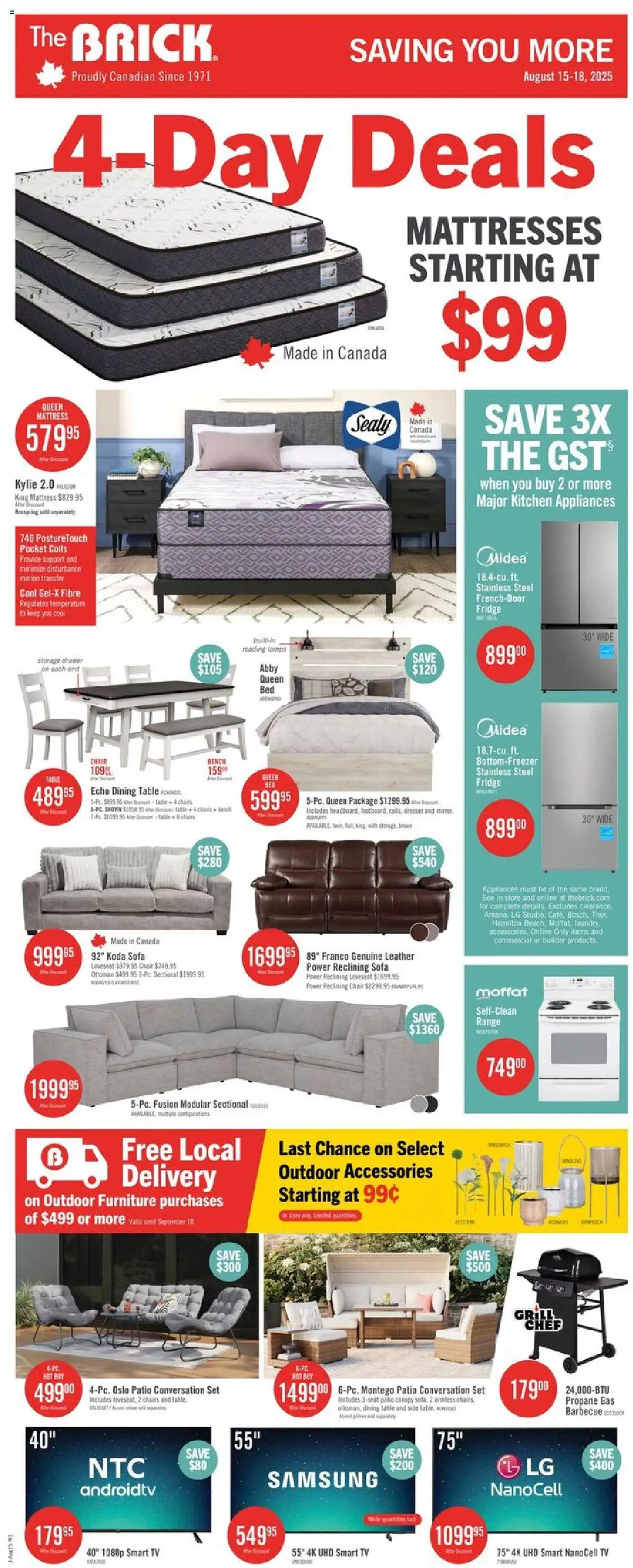 The Brick weekly flyer / circulaire - page 1- valid from Aug 15, 2025