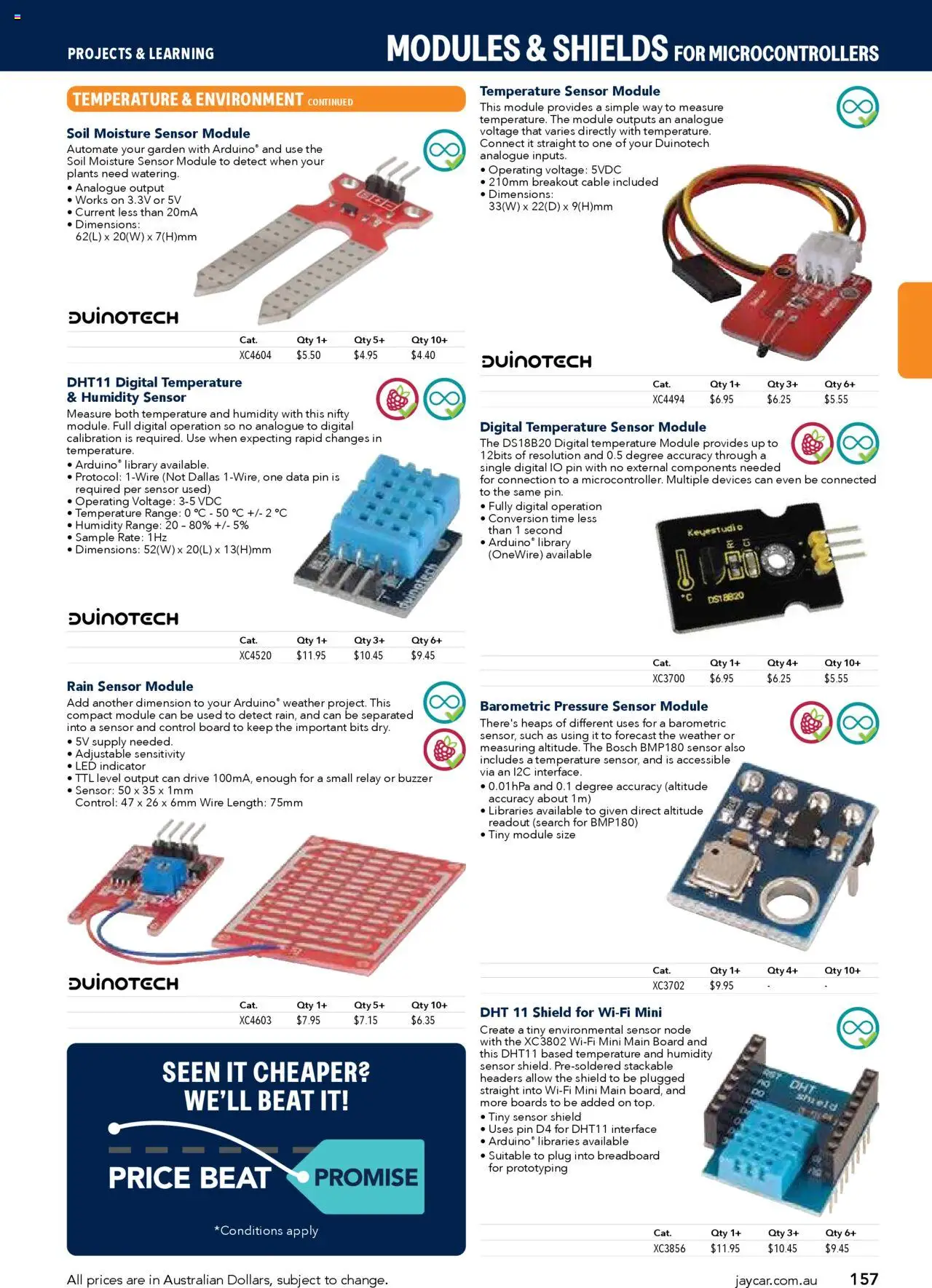 Jaycar Engineering & Scientific Catalogue 2025/2026  - page 157- valid from 09/07/2025