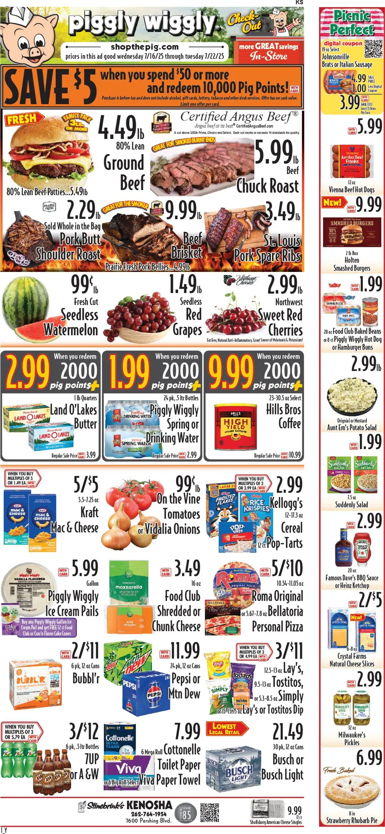Piggly Wiggly Weekly Ad - page 1- valid from 07/16/2025