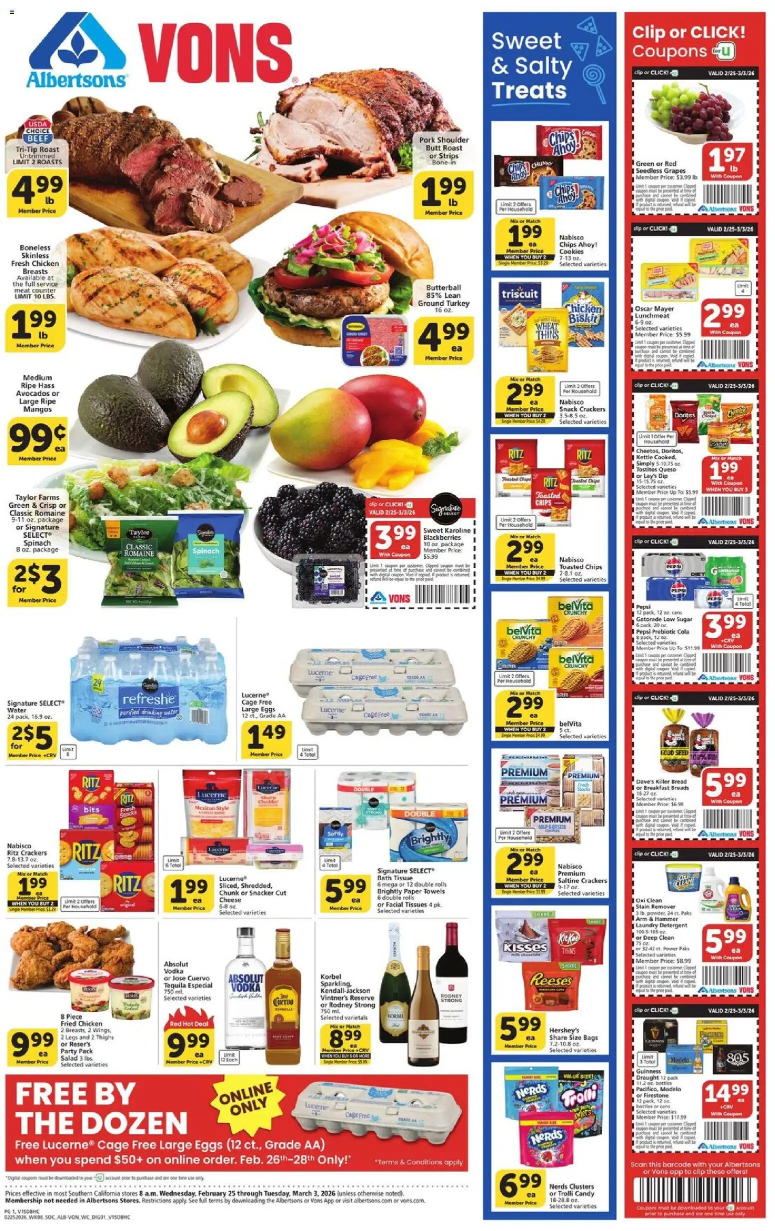 Vons Weekly Ad - page 1- valid from 02/25/2026