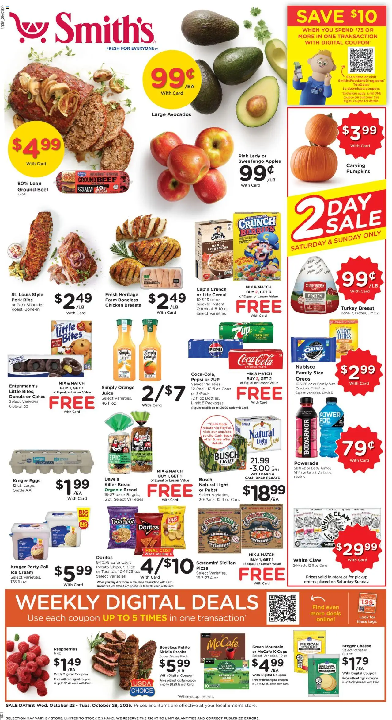 Smith's Weekly Ad - WY - page 1- valid from 10/22/2025