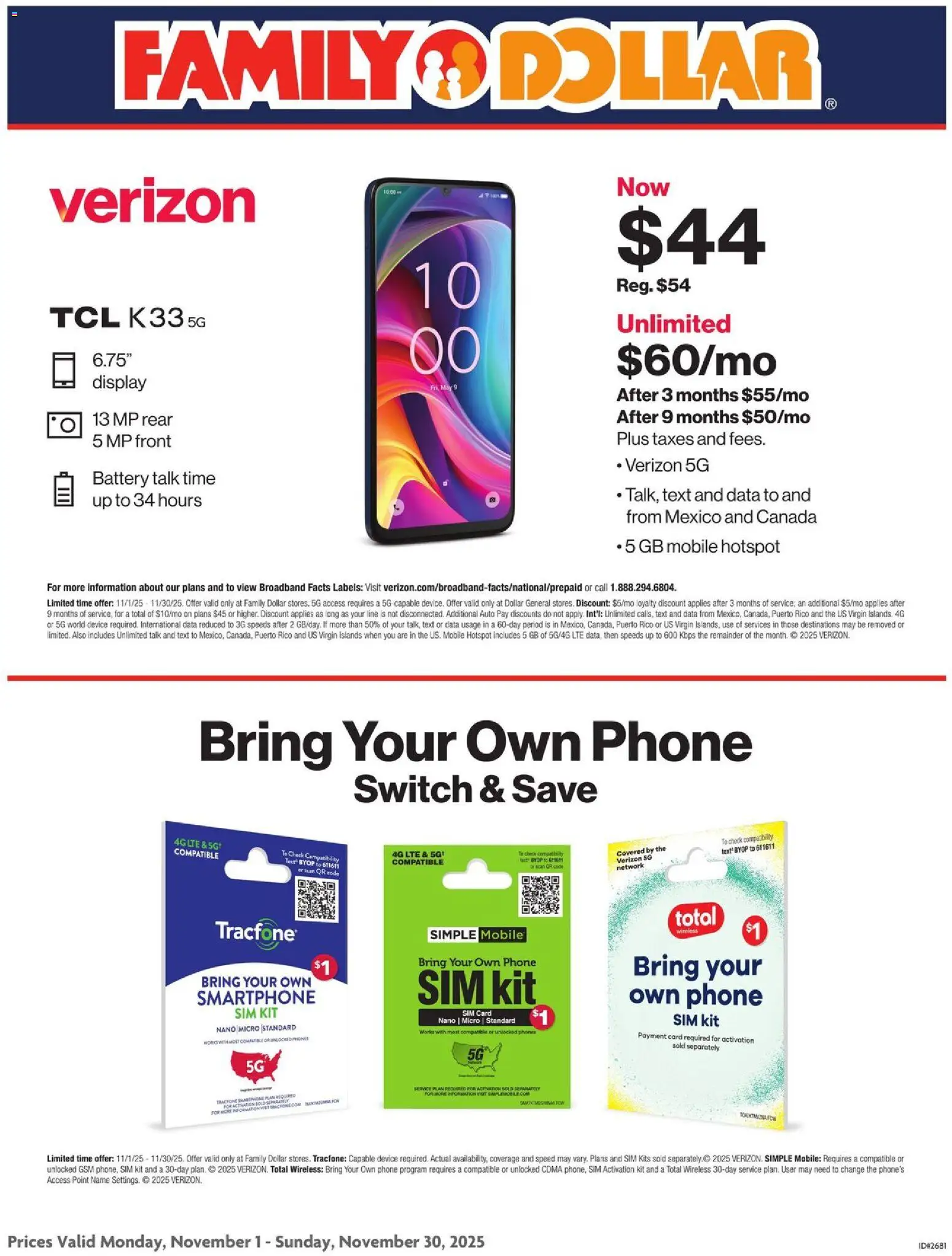 Family Dollar AT&T/Tracfone - page 1- valid from 11/01/2025