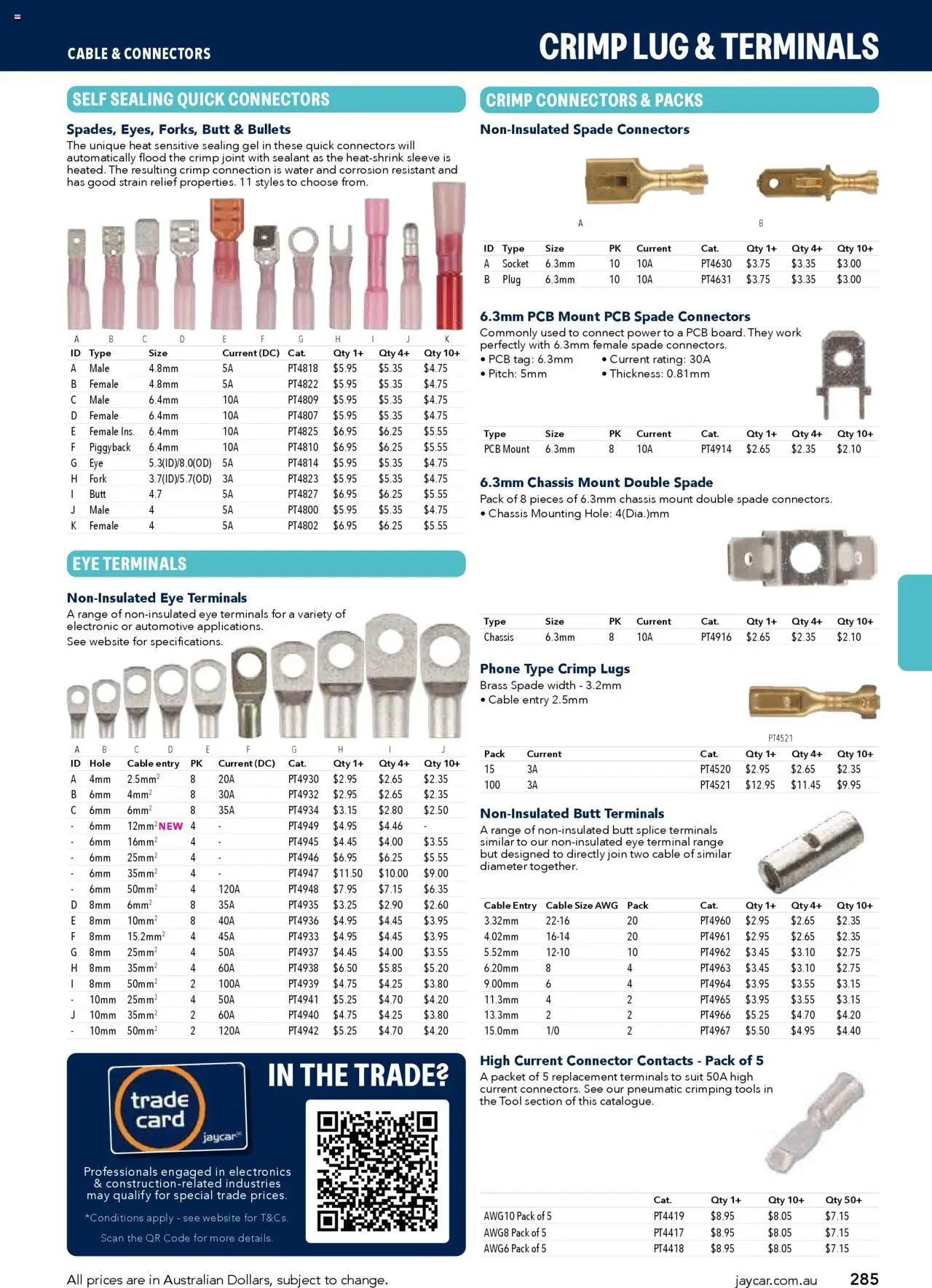 Jaycar Engineering & Scientific Catalogue 2025/2026  - page 285- valid from 09/07/2025