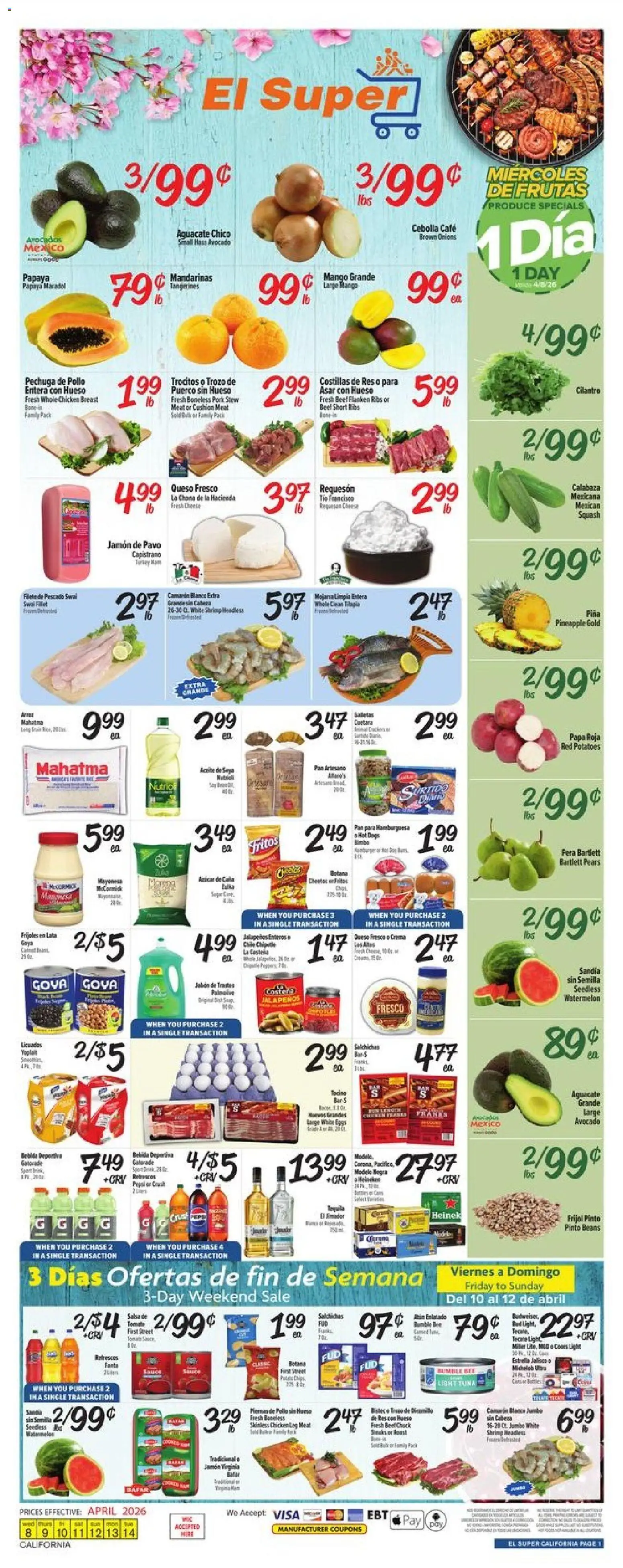 El Super Weekly Ad - page 1- valid from 04/08/2026