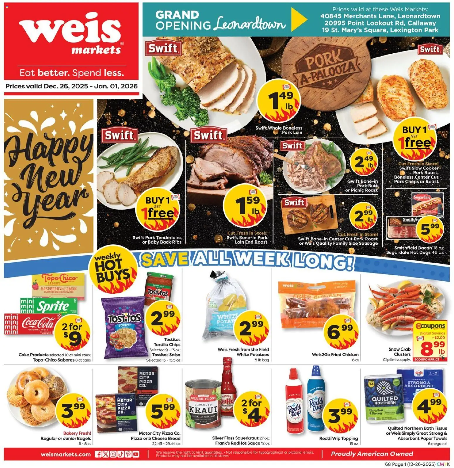 Weis Weekly Circular - MD - page 1- valid from 12/26/2025