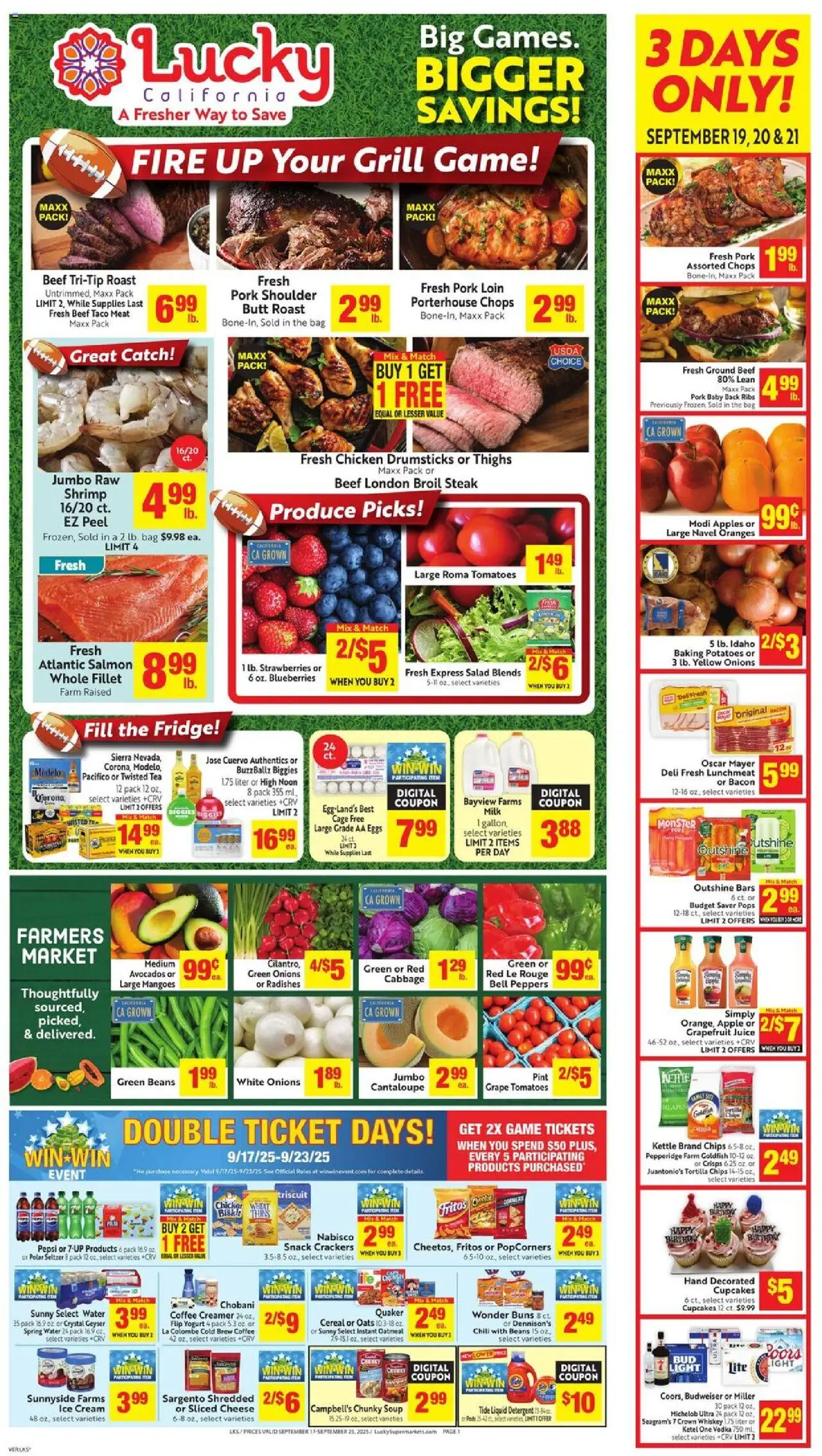 Lucky Supermarkets Weekly - CA - page 1- valid from 09/17/2025