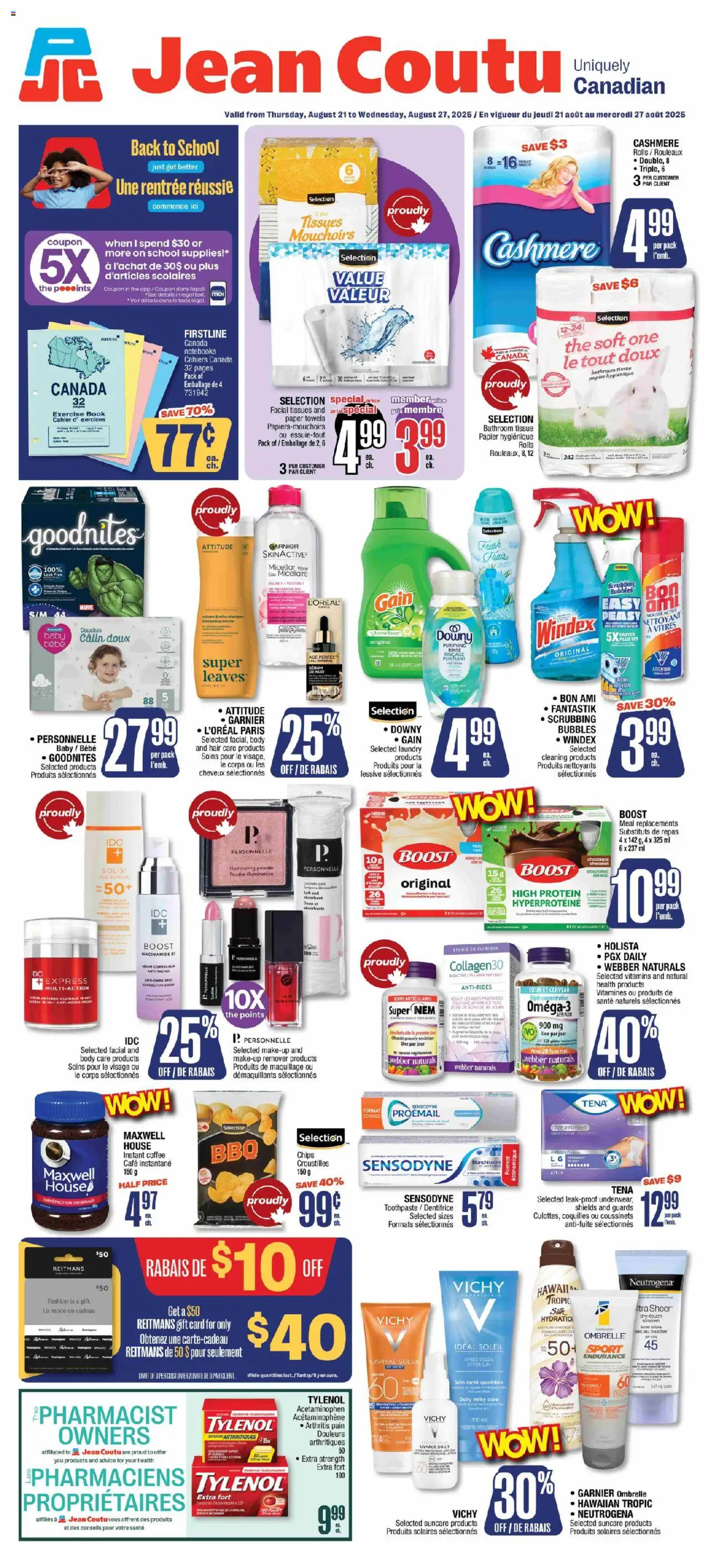 Jean Coutu weekly flyer - page 1- valid from Aug 21, 2025