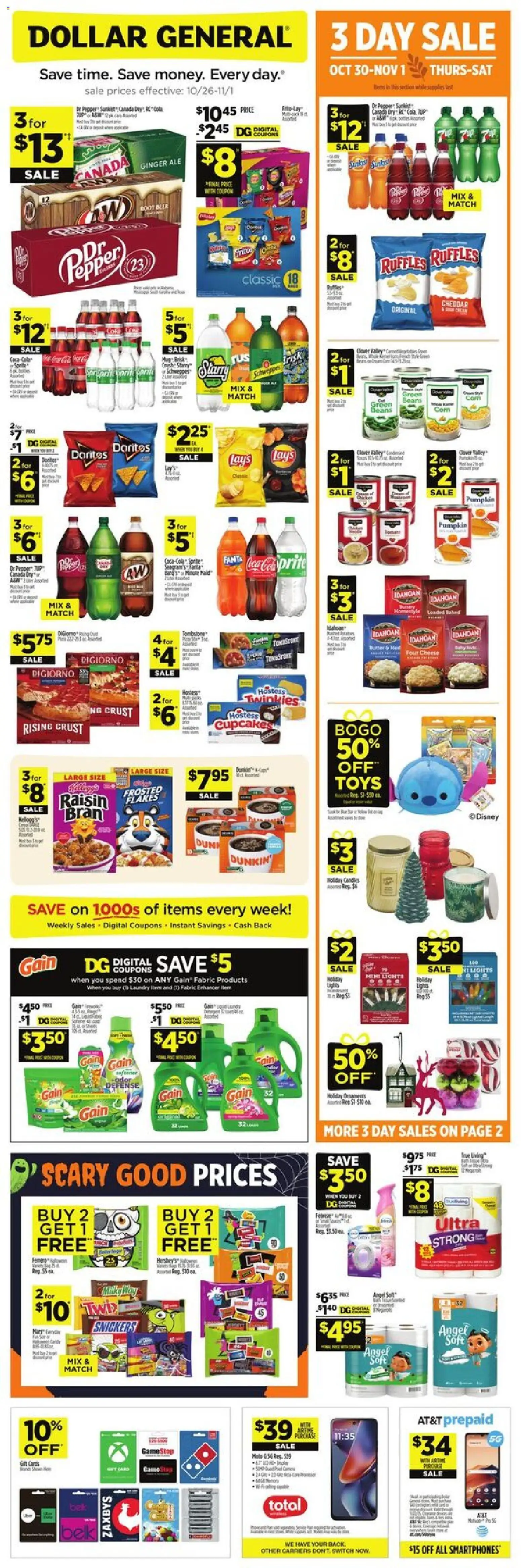 Dollar General Weekly Ad  - page 1- valid from 10/26/2025