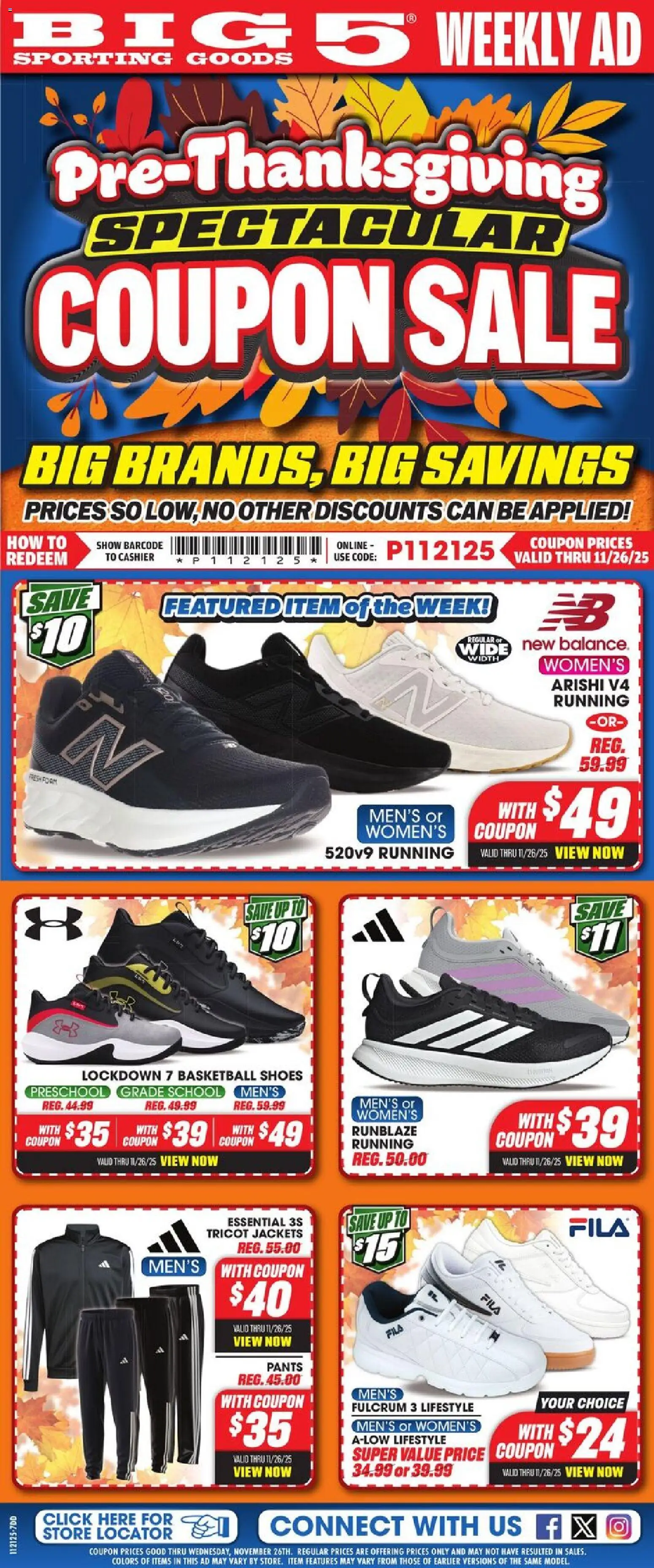 Big 5 Sporting Goods Weekly Ad - page 1- valid from 11/21/2025