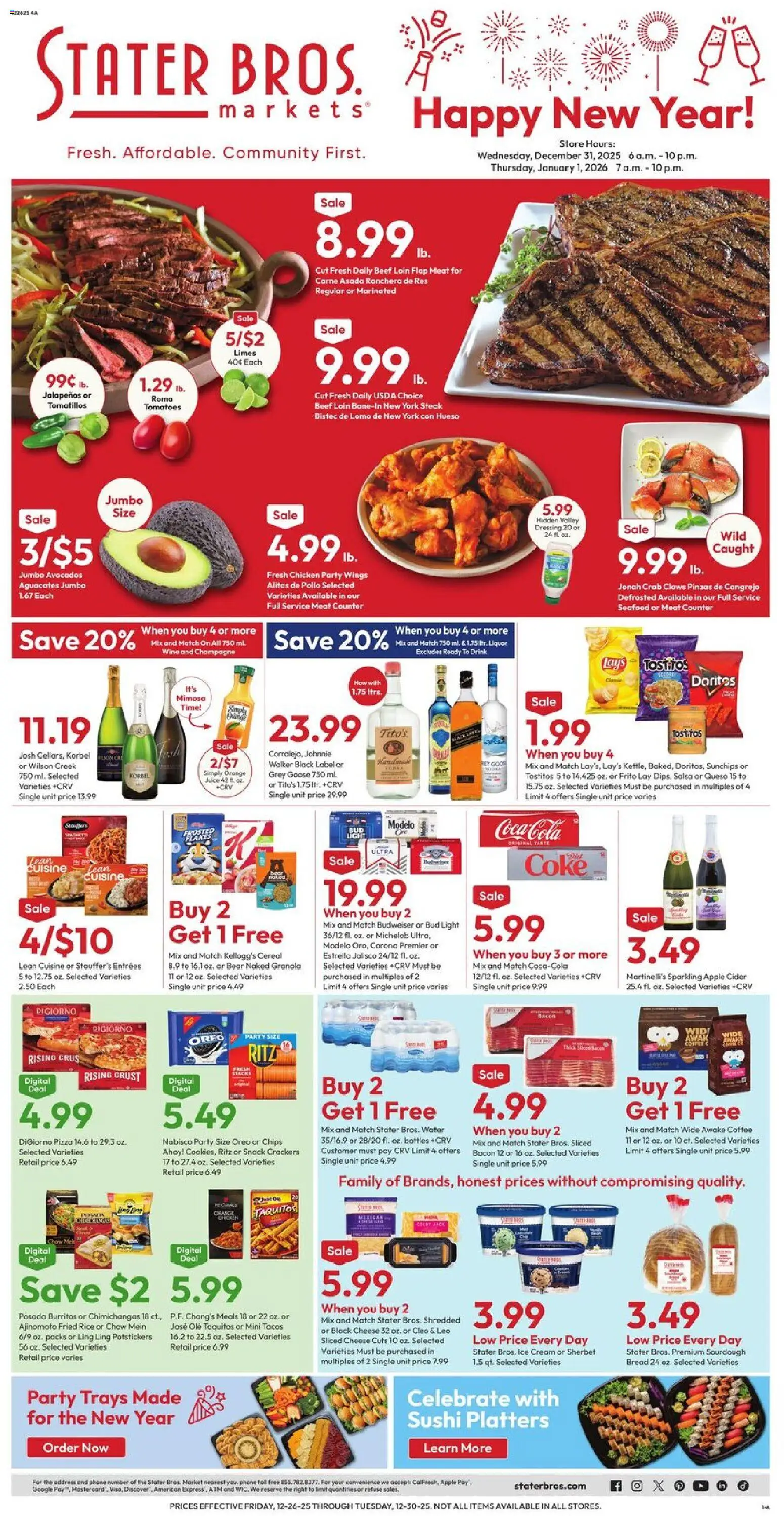 Stater Bros Weekly Ad - page 1- valid from 12/26/2025
