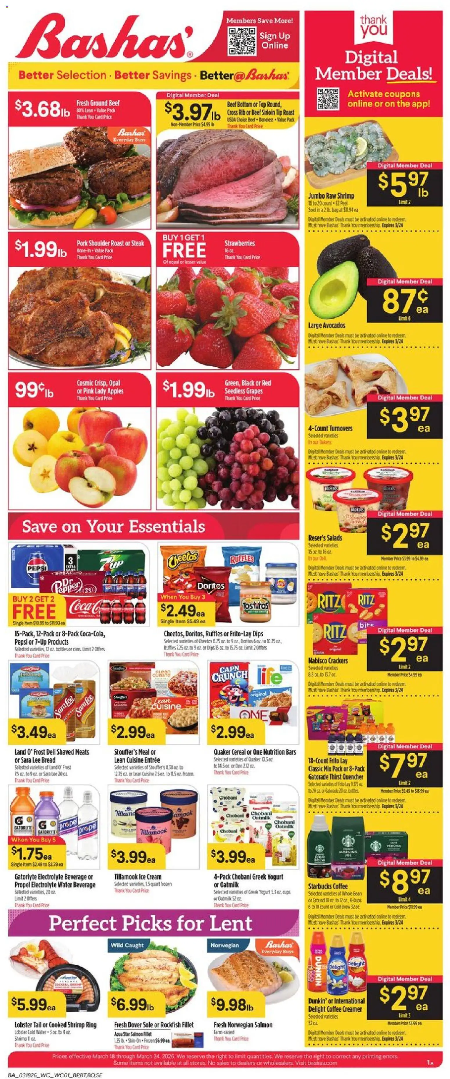 Basha's Weekly Ad - page 1- valid from 03/18/2026