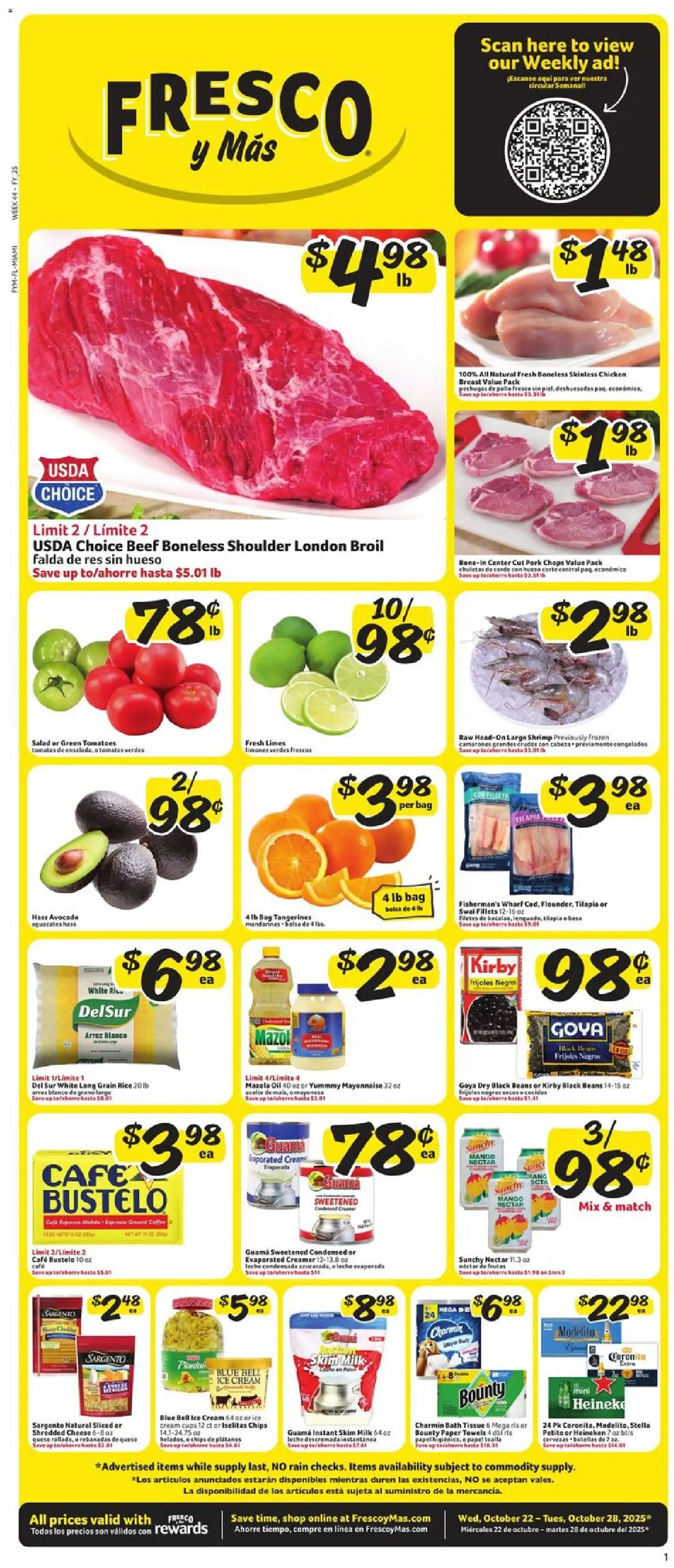 Fresco y Más Weekly Ad - page 1- valid from 10/22/2025