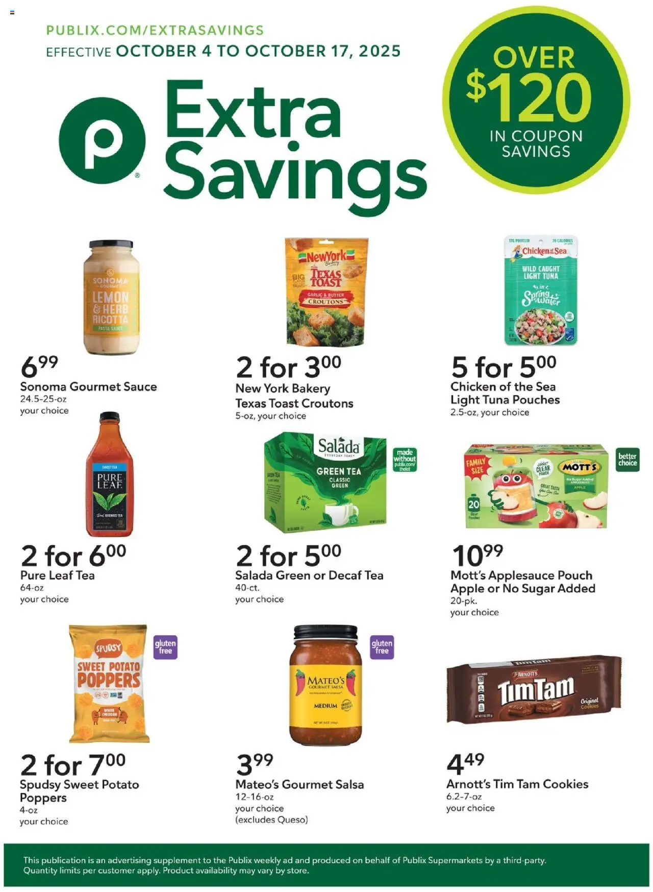 Publix Extra Savings - page 1- valid from 10/04/2025