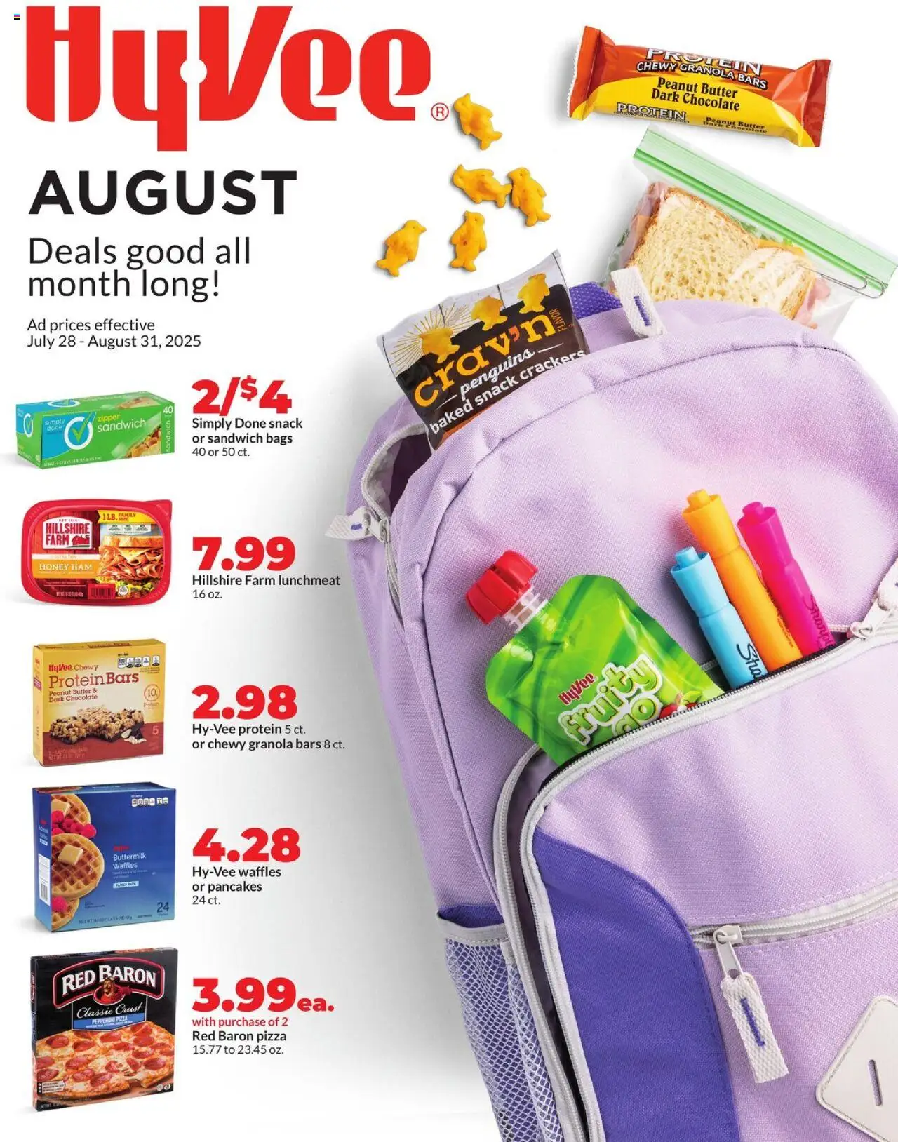 HyVee Monthly Ad - page 1- valid from 07/28/2025