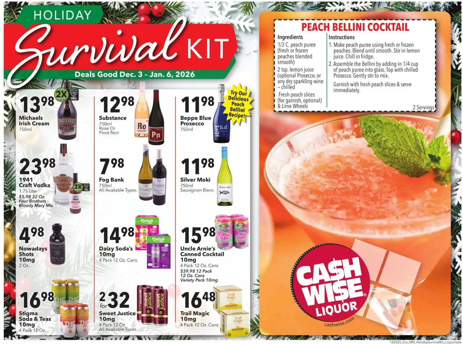 Cash Wise Liquor Ad - page 1- valid from 12/02/2025
