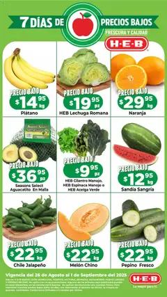 H-E-B - Folleto Precios Bajos válido desde 26/08/2025