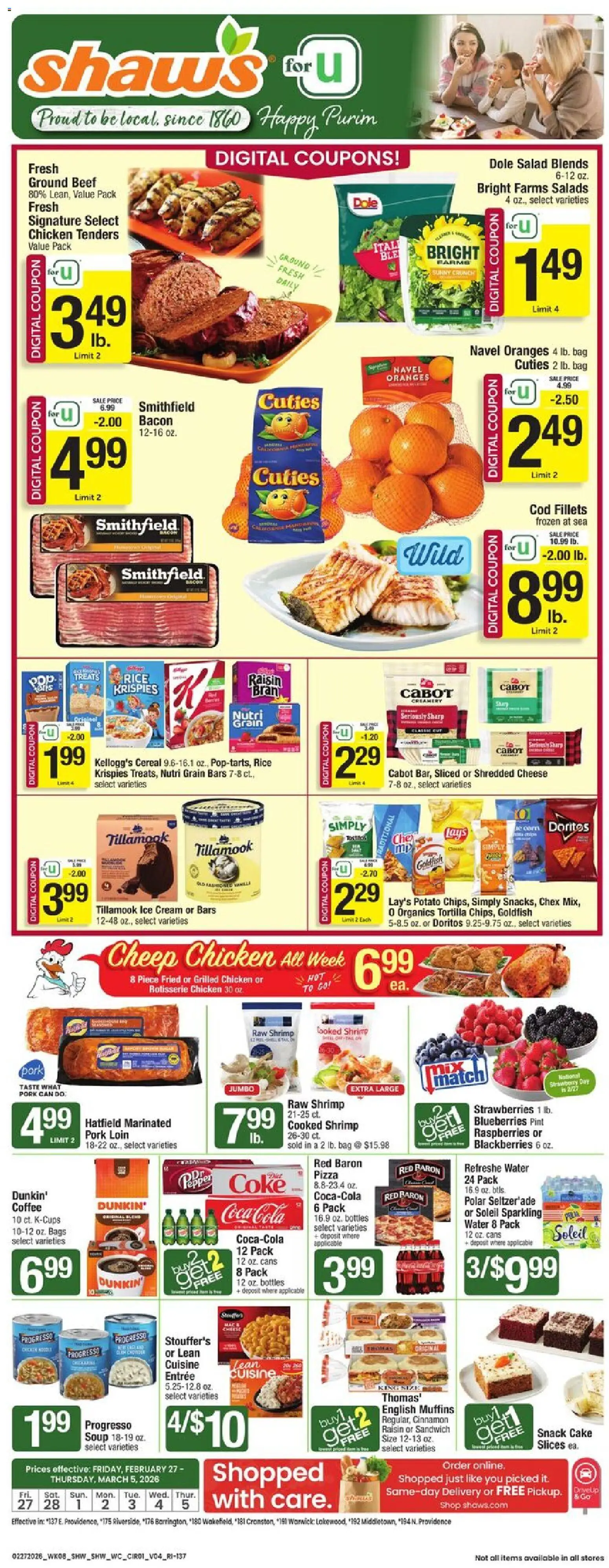 Shaw's Weekly Ad - RI - page 1- valid from 02/27/2026