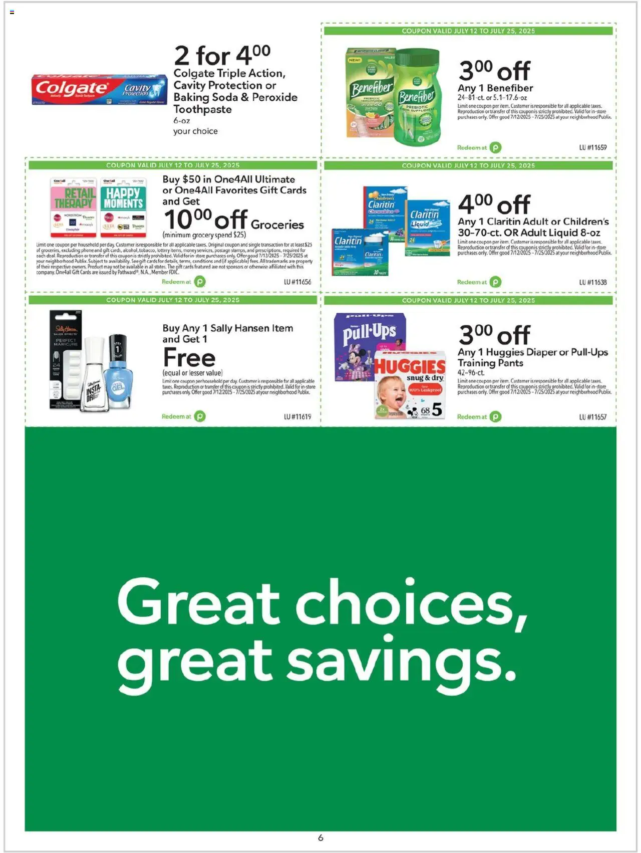 Publix Extra Savings - page 6- valid from 07/12/2025