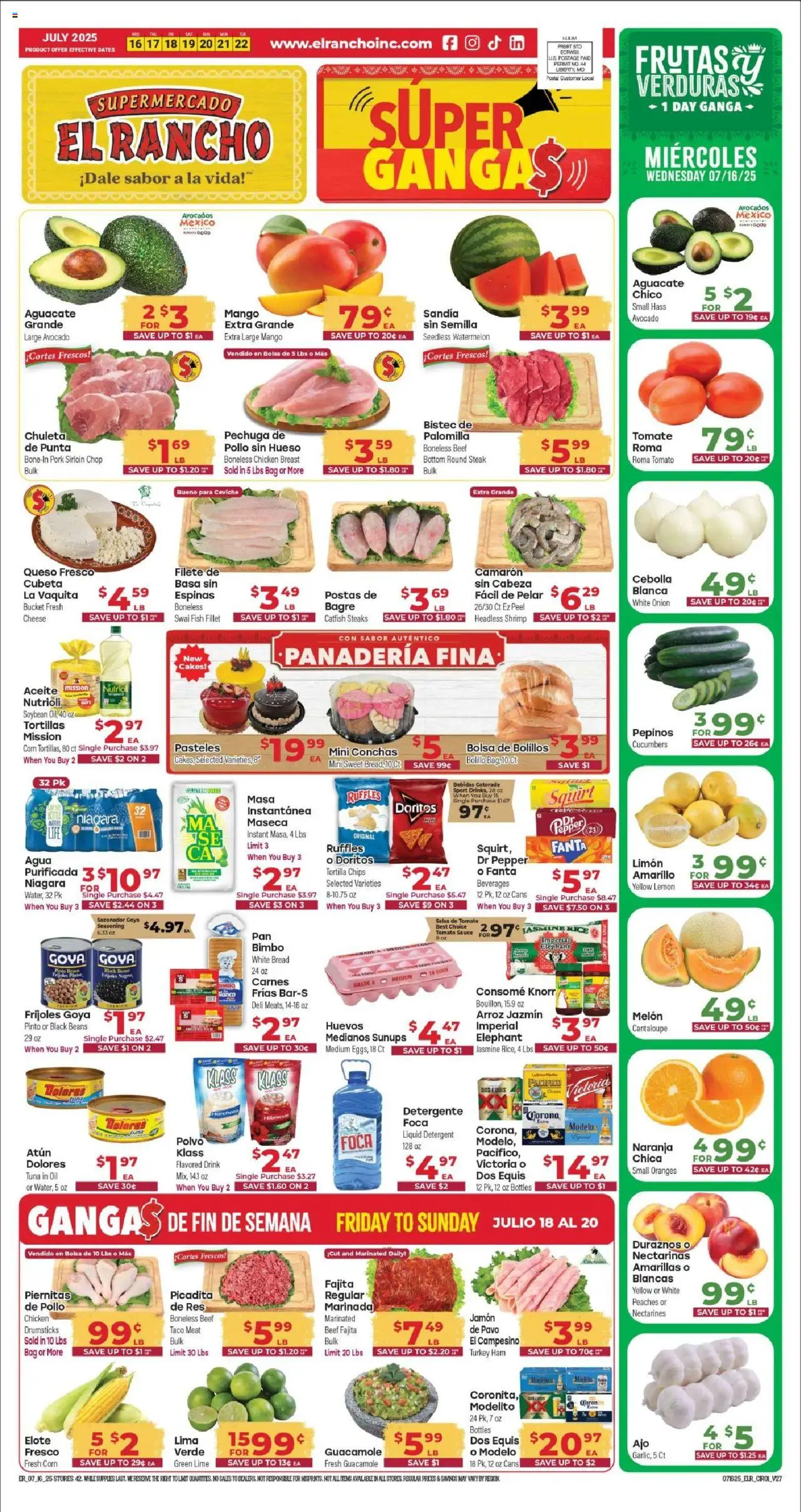 El Rancho Weekly Ad - page 1- valid from 07/16/2025