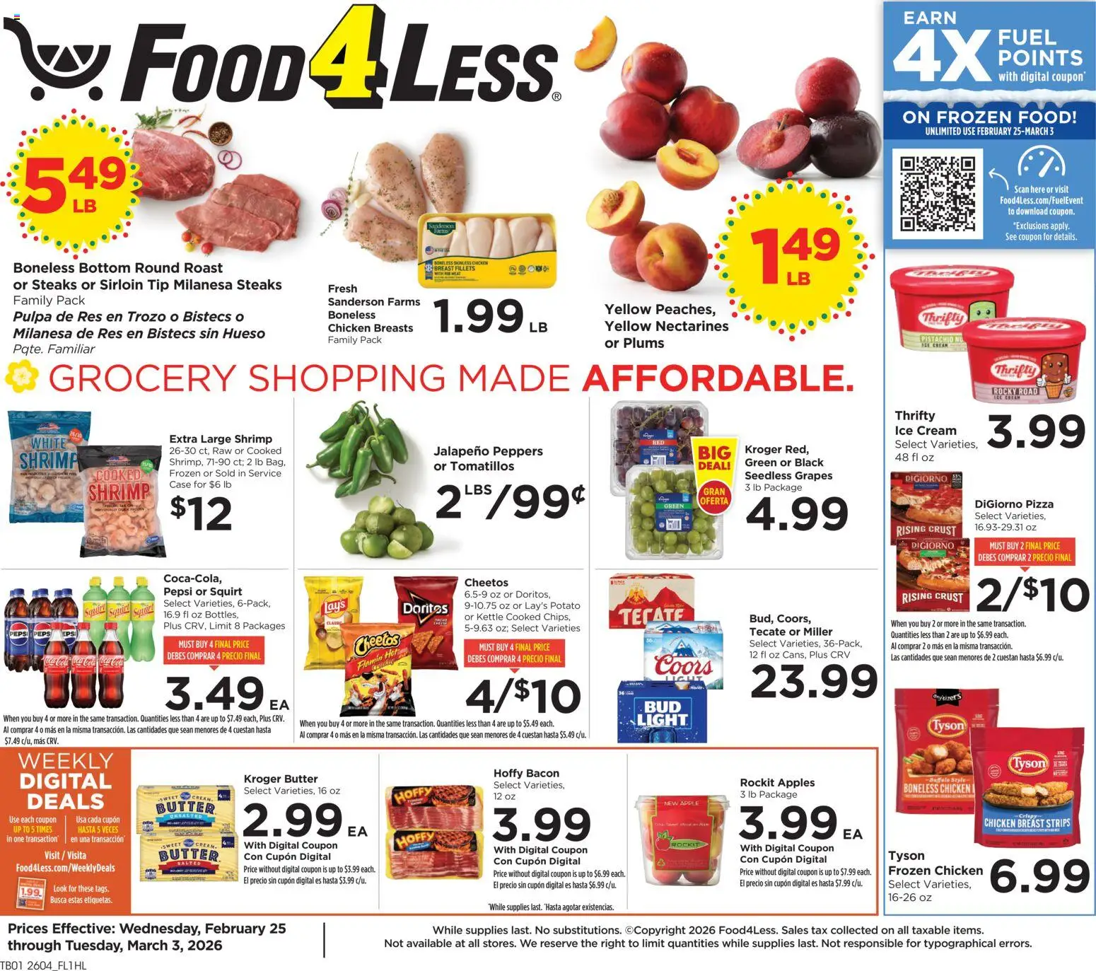 Food 4 Less Weekly Ad - page 1- valid from 02/25/2026