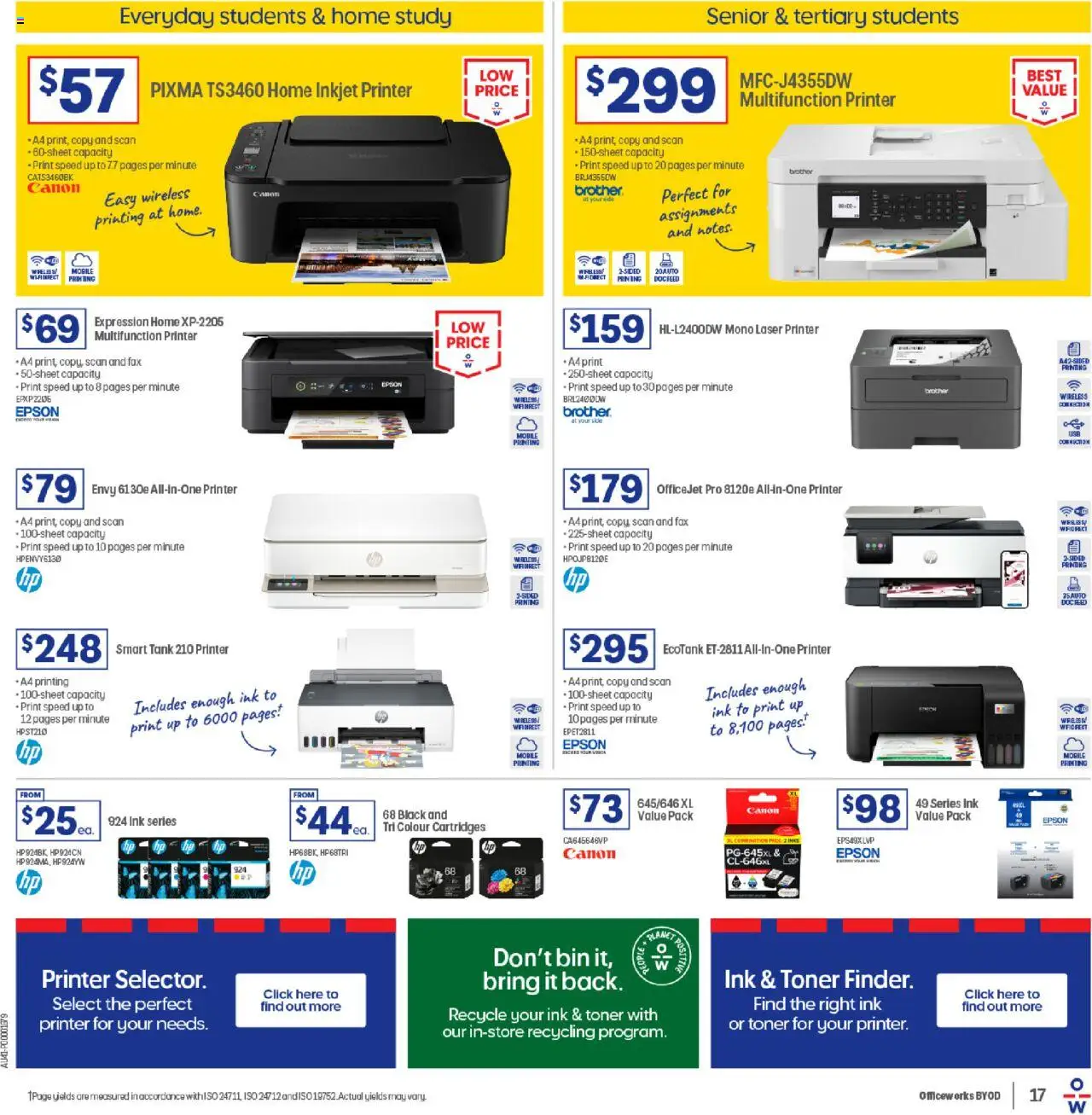 Officeworks  Catalogue  - page 17- valid from 01/10/2025