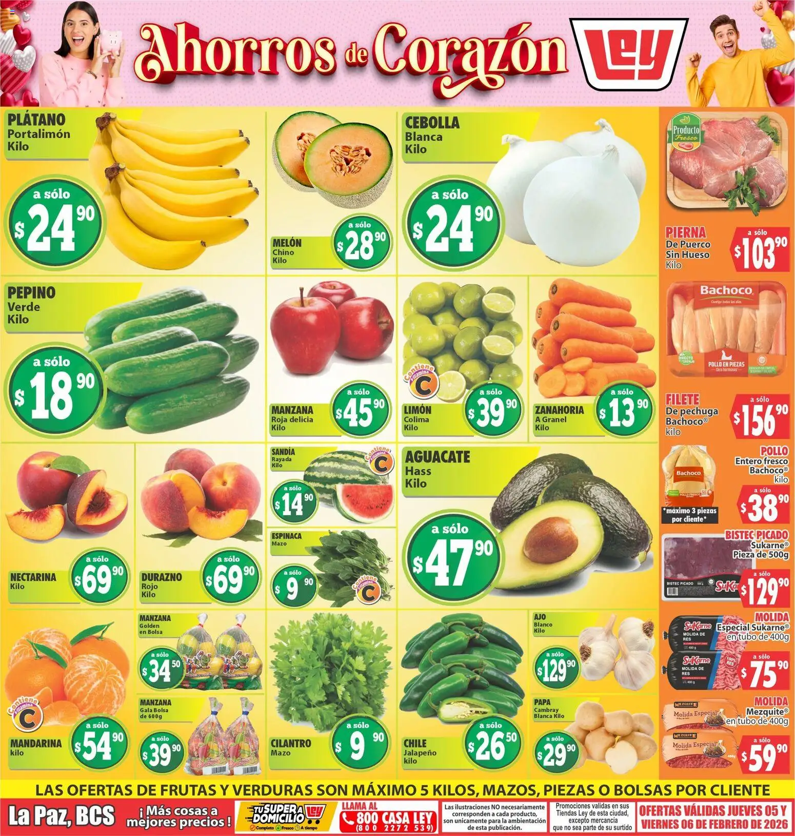 Casa Ley folleto Las ofertas de frutas y verduras La Paz, BCS - página 1- válido desde 05/02/2026