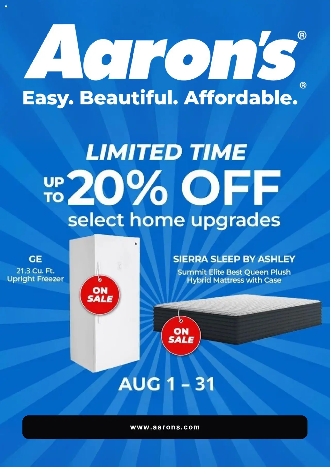 Aaron's Monthly Ad - page 1- valid from 08/01/2025