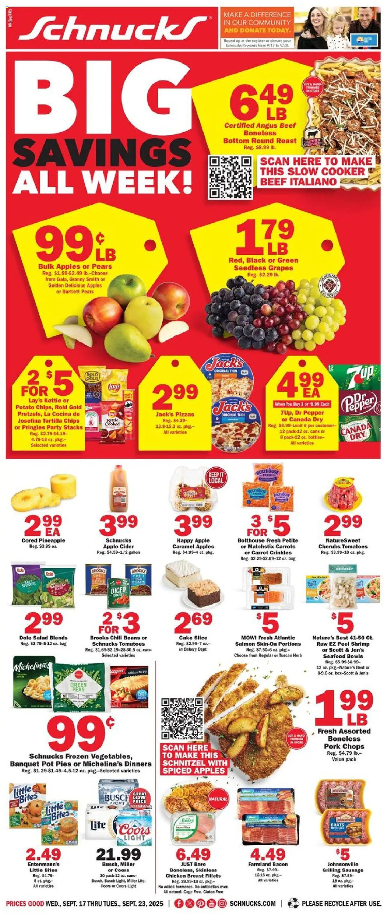 Schnucks Ad - page 1- valid from 09/17/2025