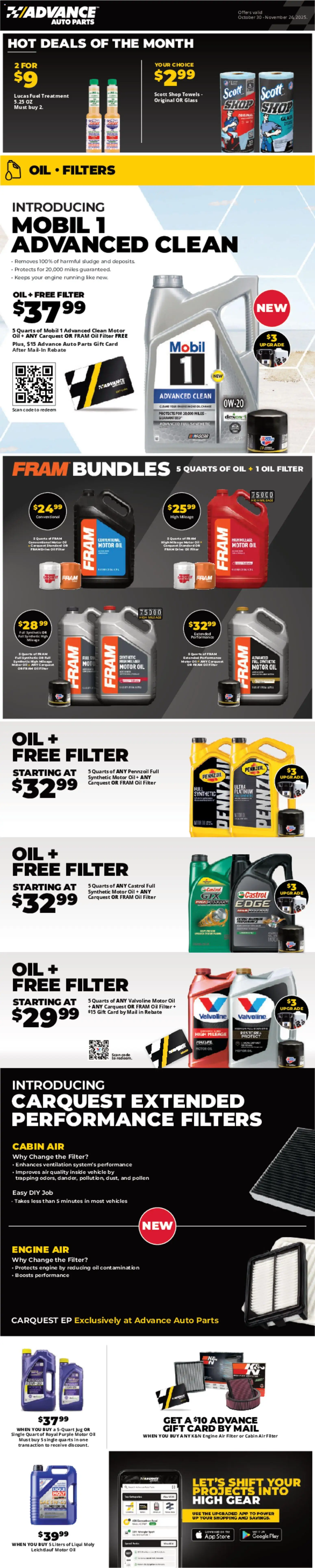 Advance Auto Parts Weekly Ad - page 1- valid from 11/01/2025