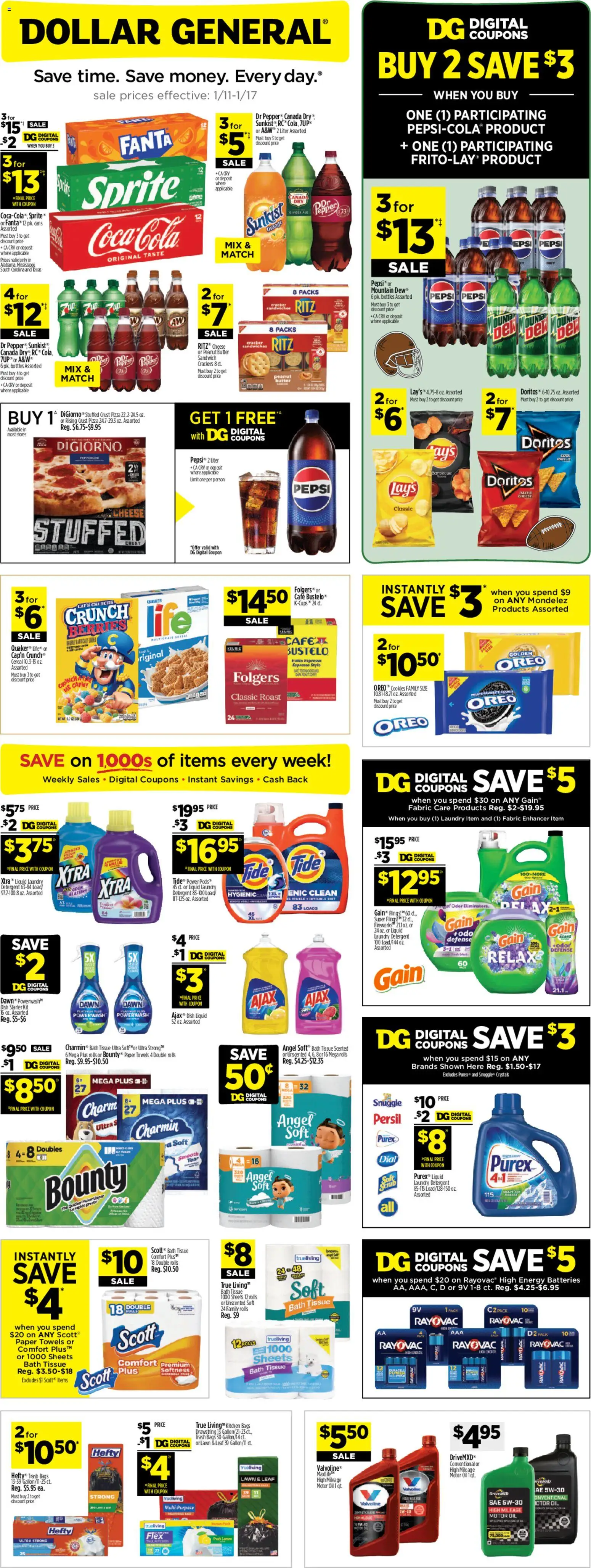 Dollar General Weekly Ad - page 1- valid from 01/11/2026