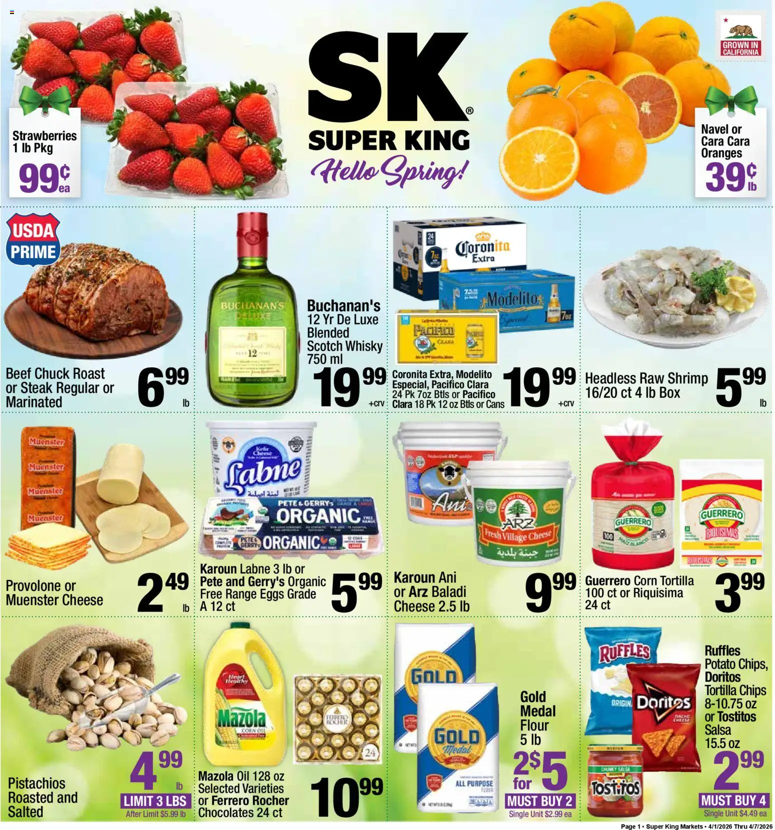Super King Weekly Ad - page 1- valid from 04/01/2026