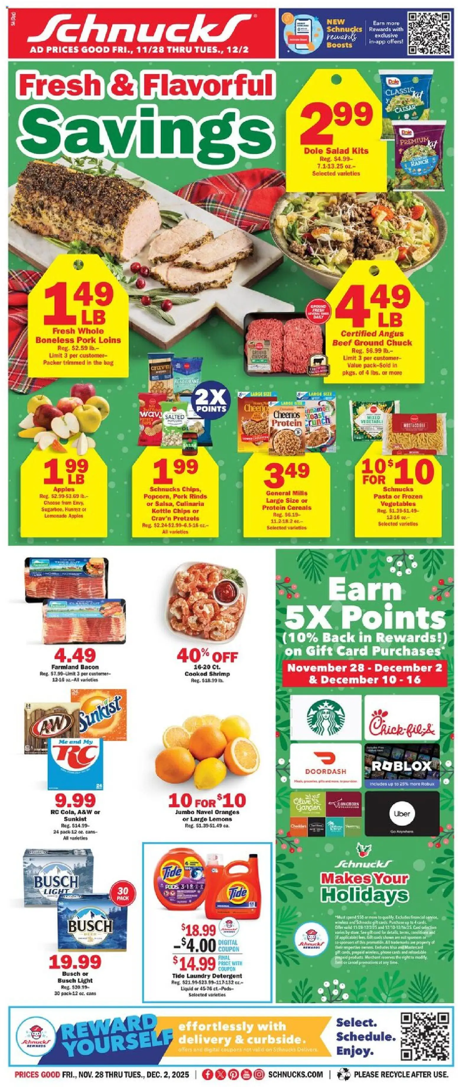 Schnucks Weekly Print Ad - IL - page 1- valid from 11/28/2025