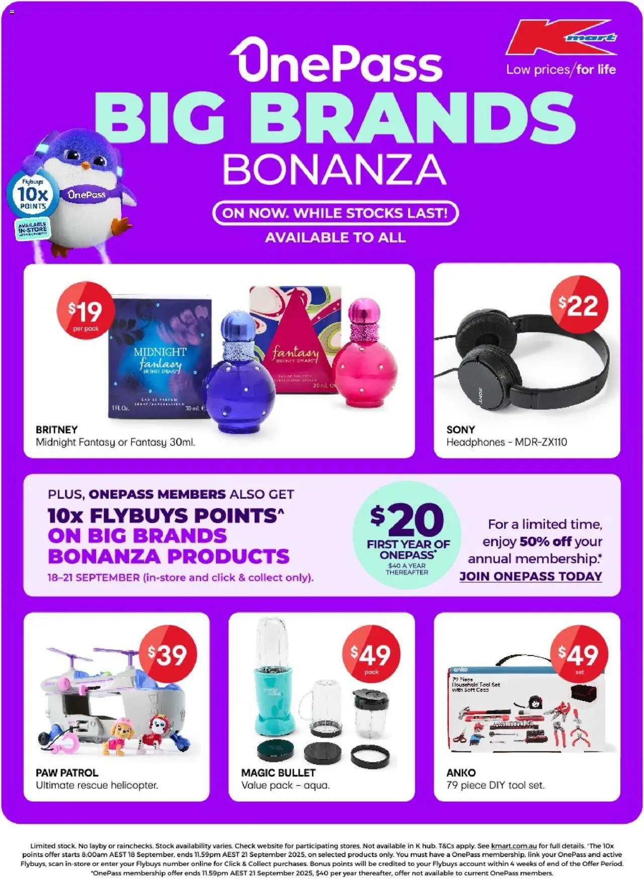Kmart - OnePass Big Brands Bonanza - page 1- valid from 18/09/2025