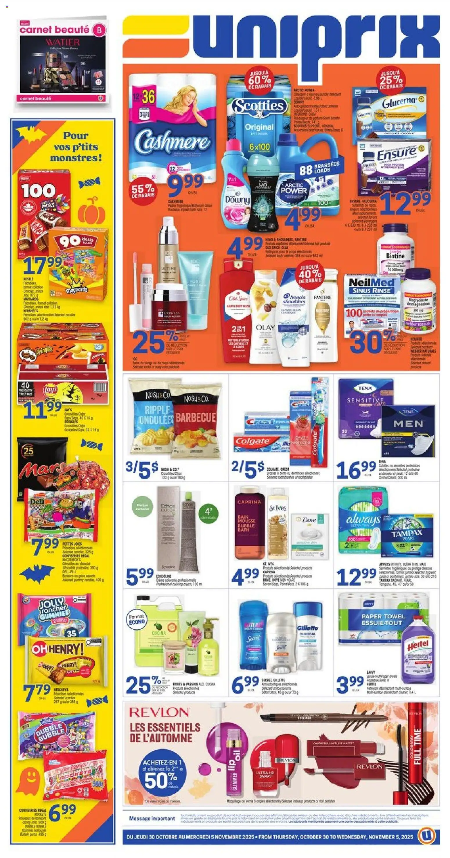 Uniprix weekly flyer / circulaire - page 1- valid from Oct 30, 2025