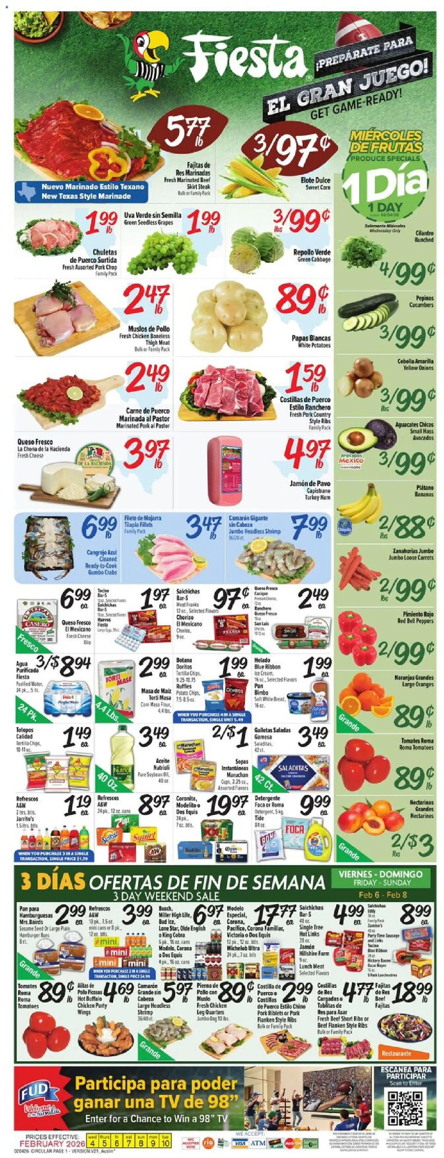 Fiesta Mart Weekly Ad - page 1- valid from 02/04/2026