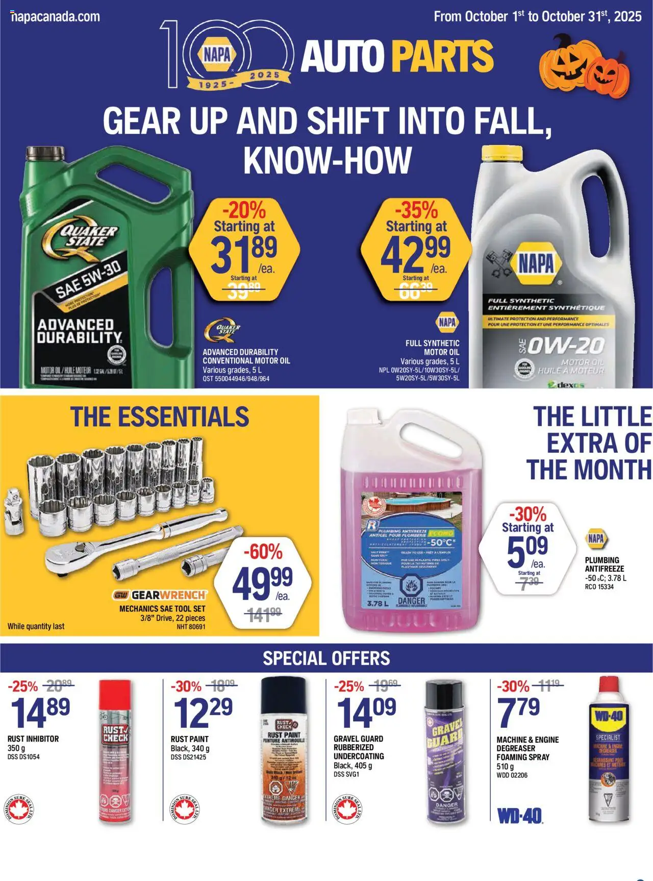 NAPA Auto Parts weekly flyer - page 1- valid from Oct 1, 2025