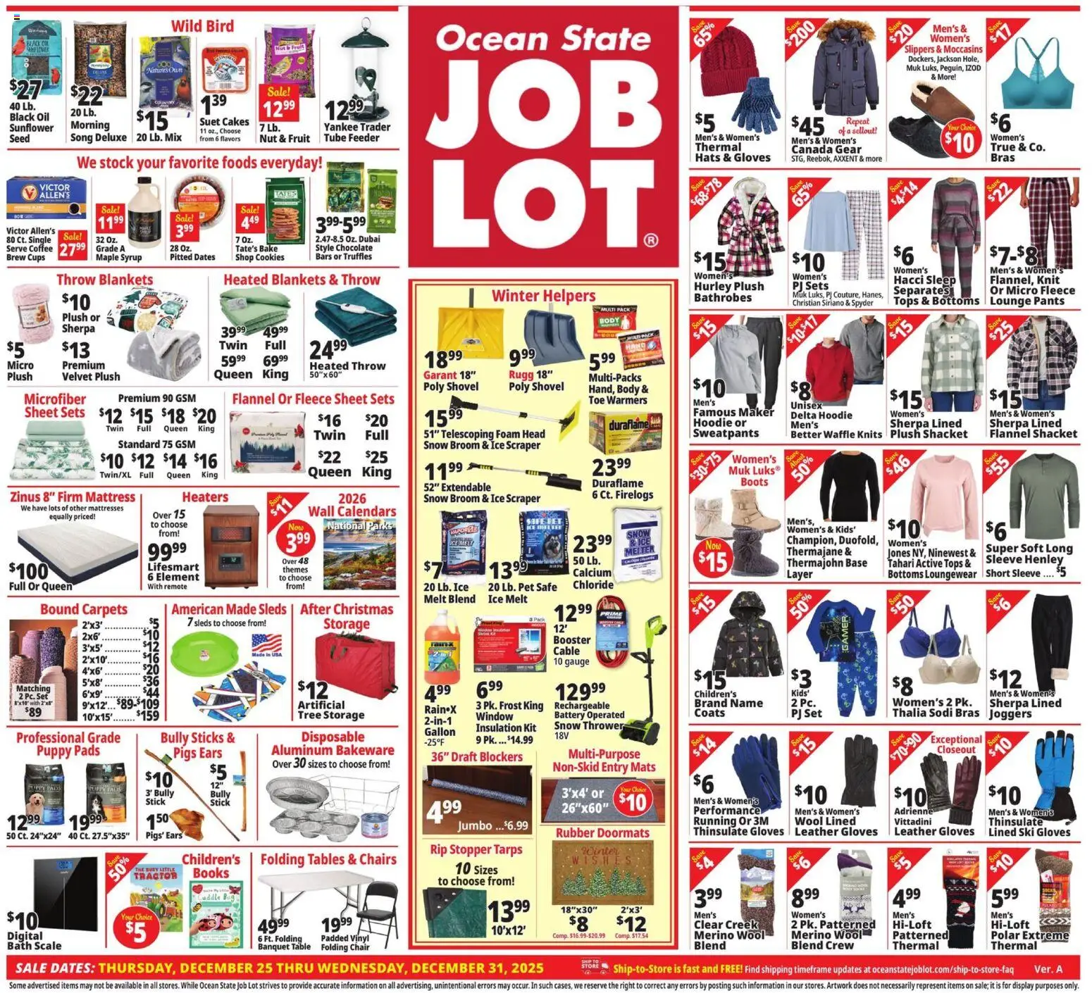 Ocean State Job Lot Weekly Ad - MA - page 1- valid from 12/25/2025