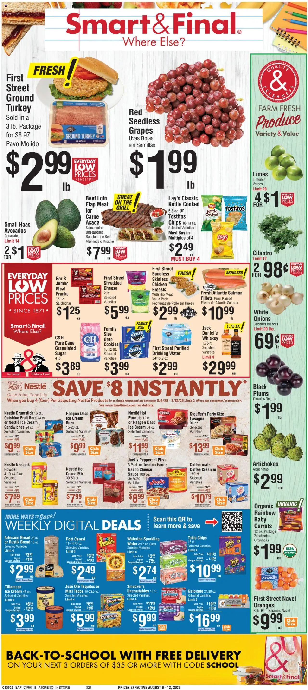Smart & Final Weekly Ad - page 1- valid from 08/06/2025