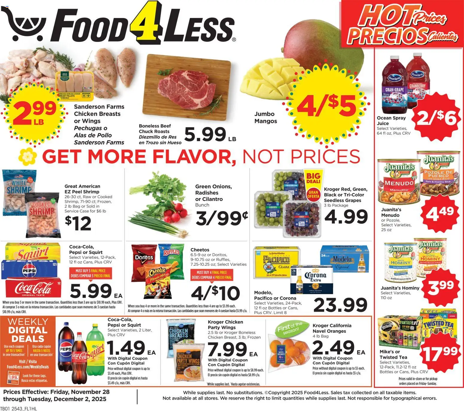 Food 4 Less Weekly Ad - page 1- valid from 11/28/2025
