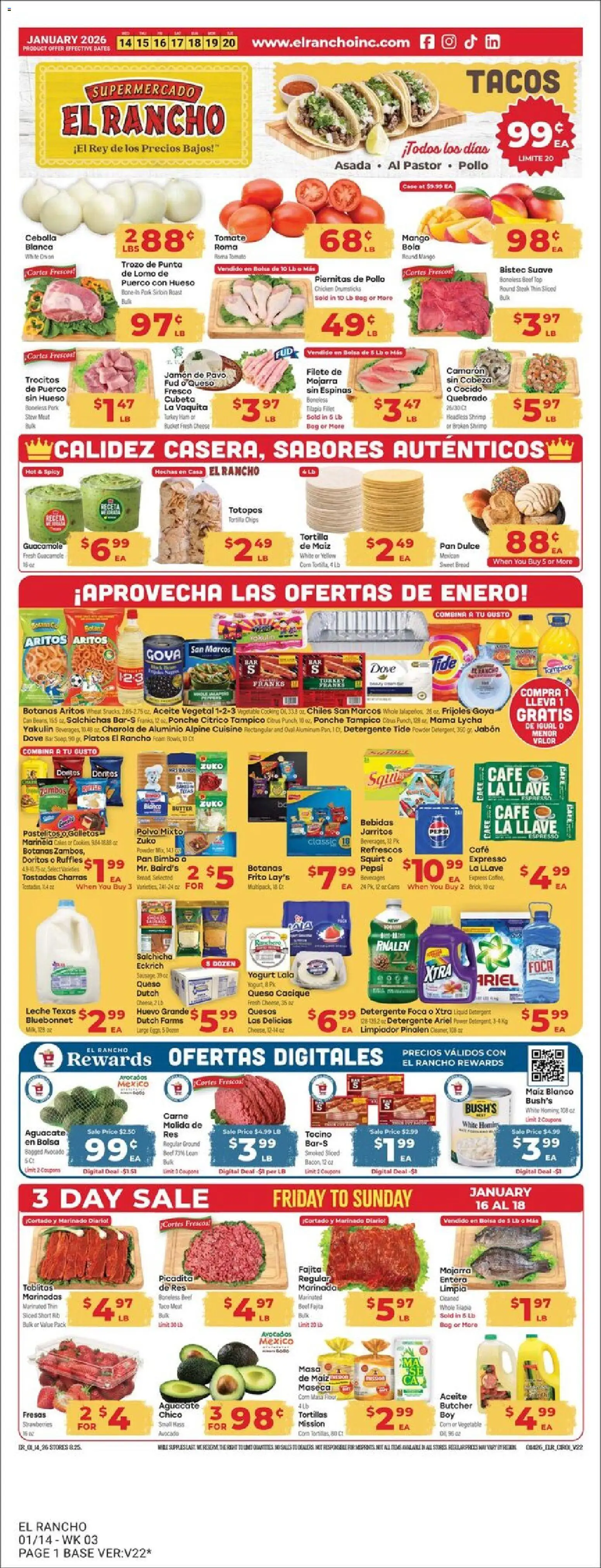 El Rancho - Weekly Ad - page 1- valid from 01/14/2026