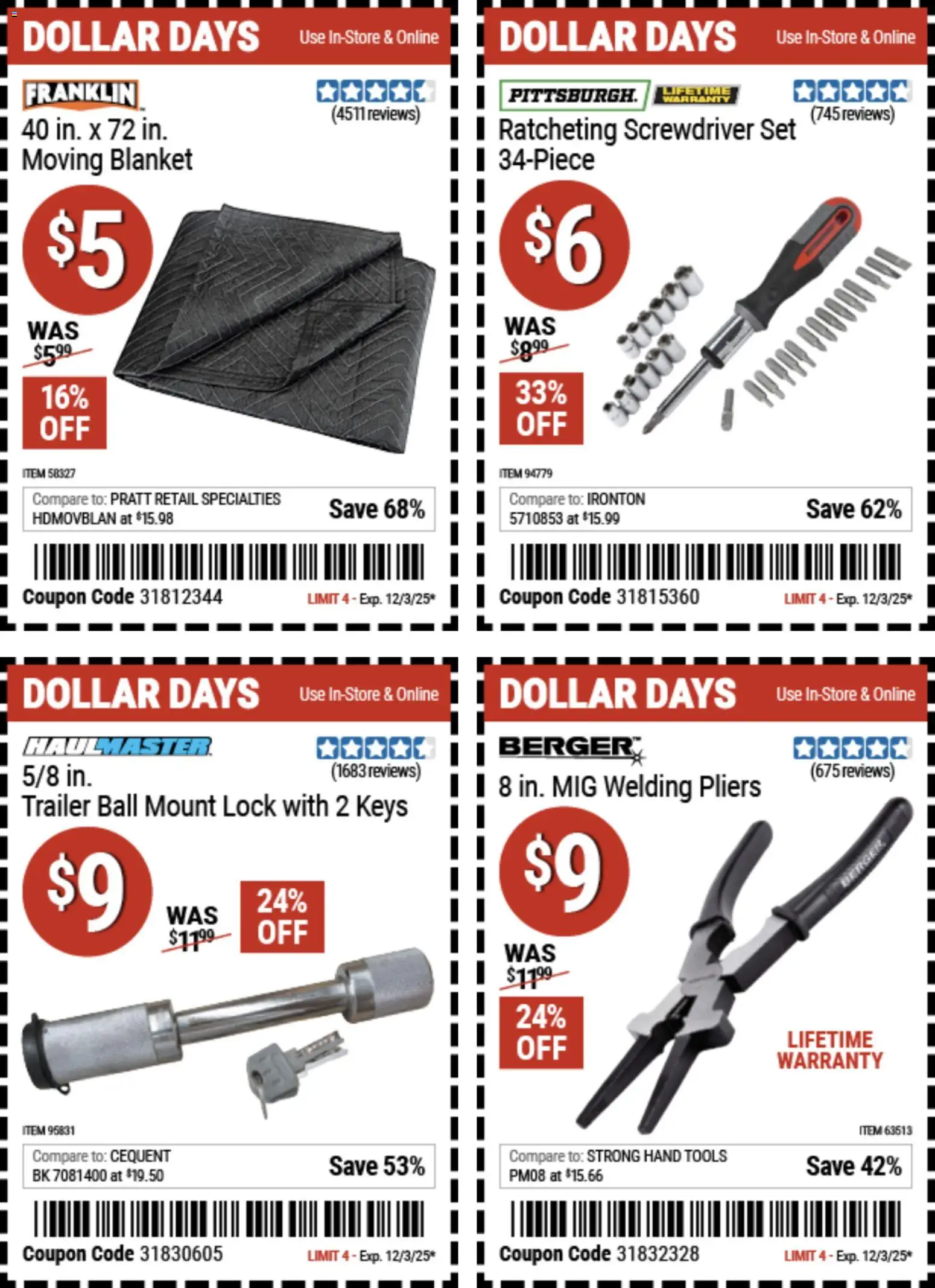 Harbor Freight Dollar Days - page 1- valid from 11/20/2025